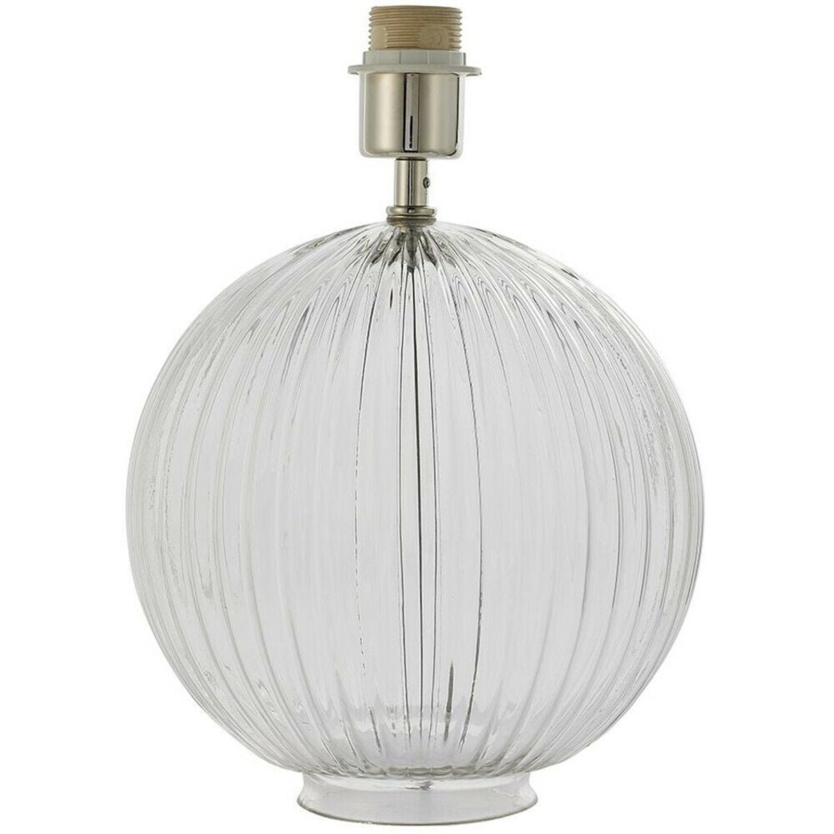 Loops Direct Steel and Glass Table Lamp - Clear Ribbed Glass and Nickel
