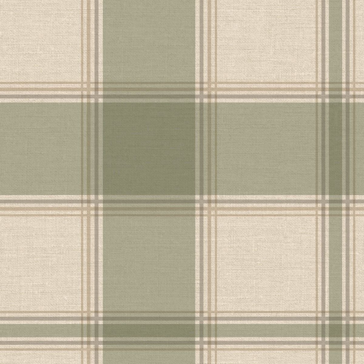 Belgravia Carmella Checked Heavyweight Vinyl Textured Wallpaper - Green