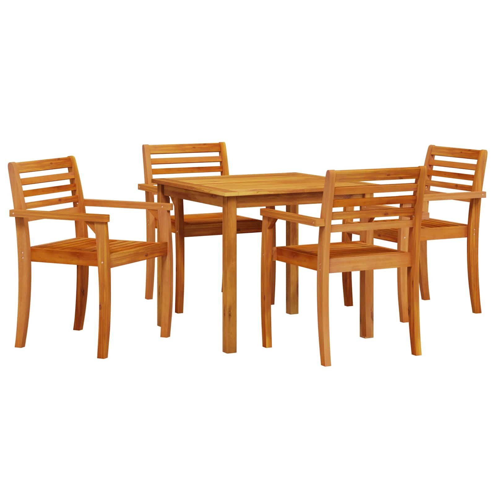 Walplus 5 Piece Solid Wooden Garden Dining Set - Brown - 85 x 85 x 75 cm