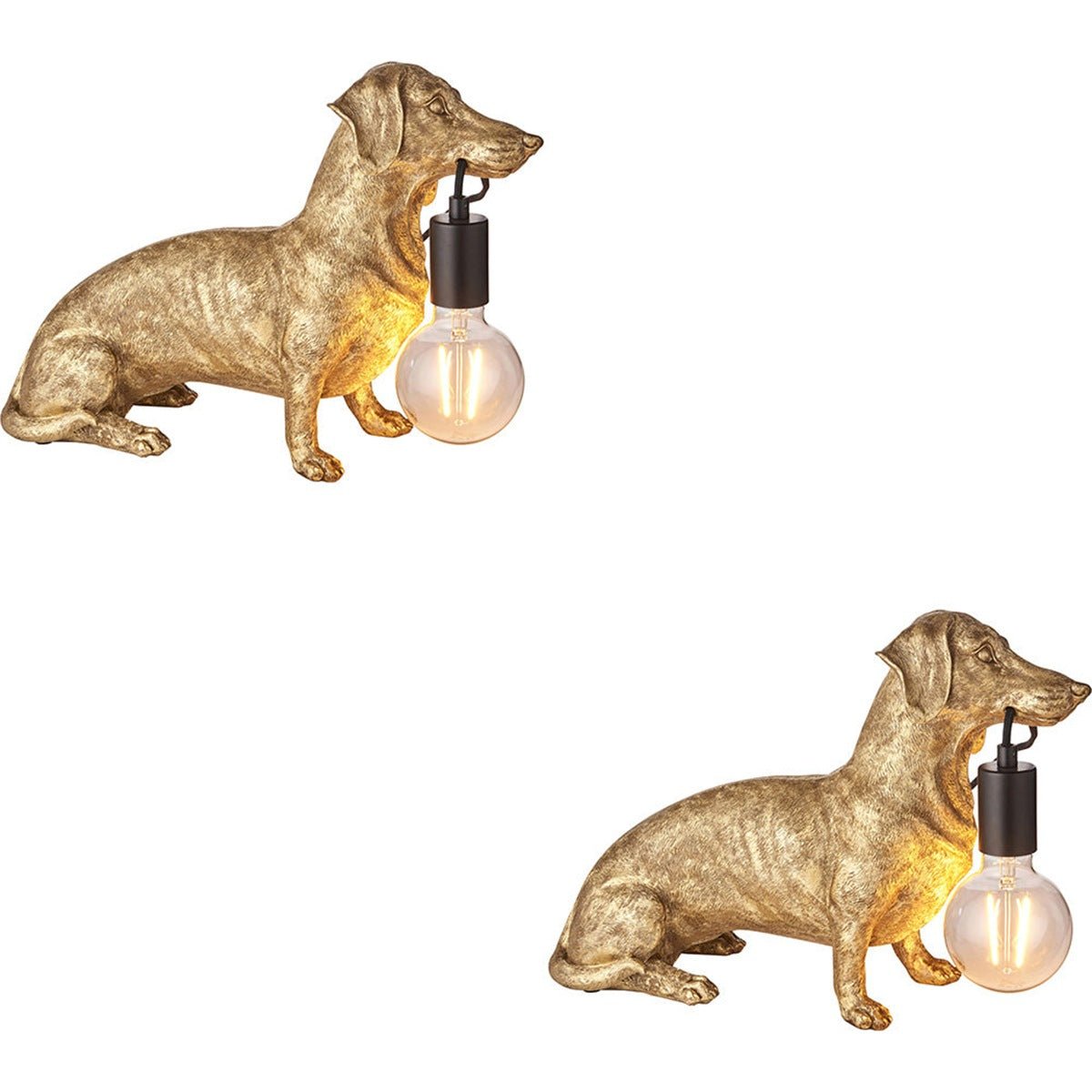 Loops Direct Pack of 2 LED E27 Metal Table Lamp - Vintage Gold and Matt Black