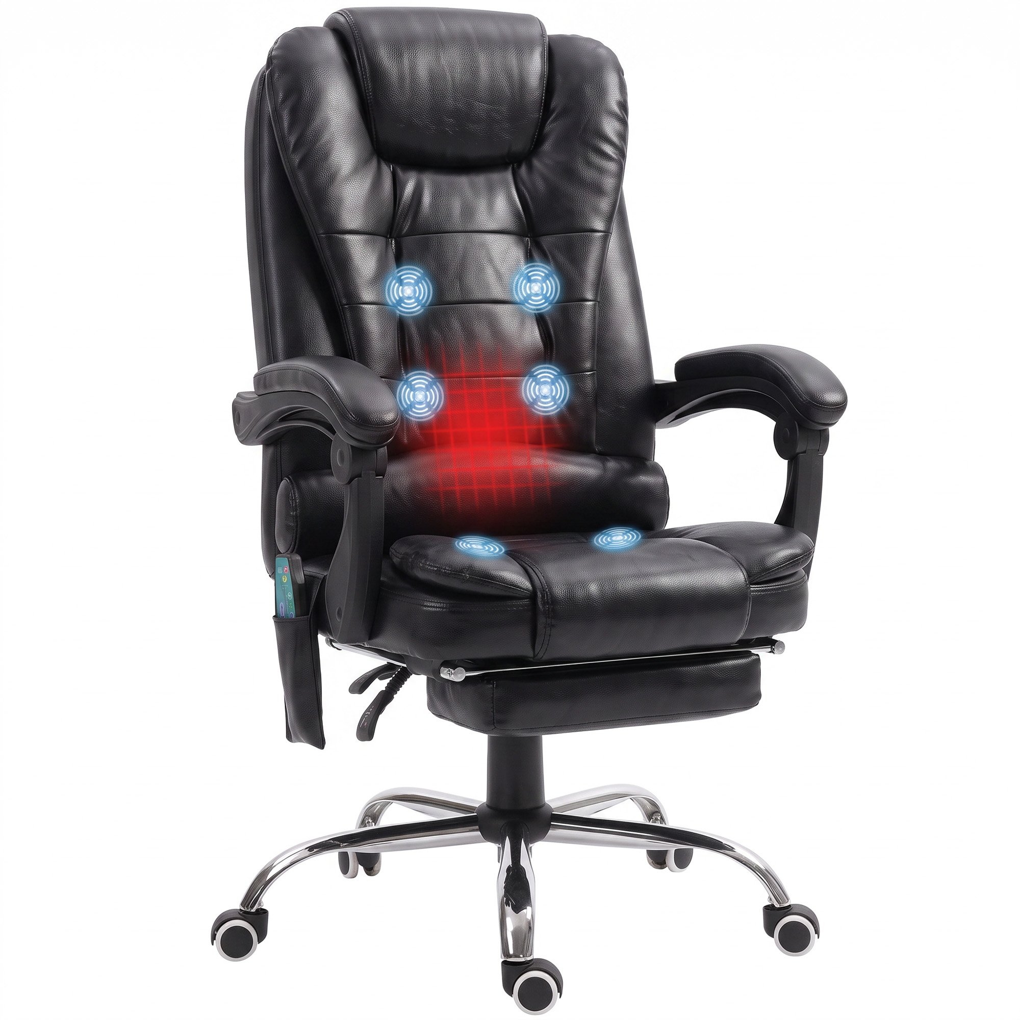 Vinsetto 6 Point Vibrating Massage Office Chair - Black