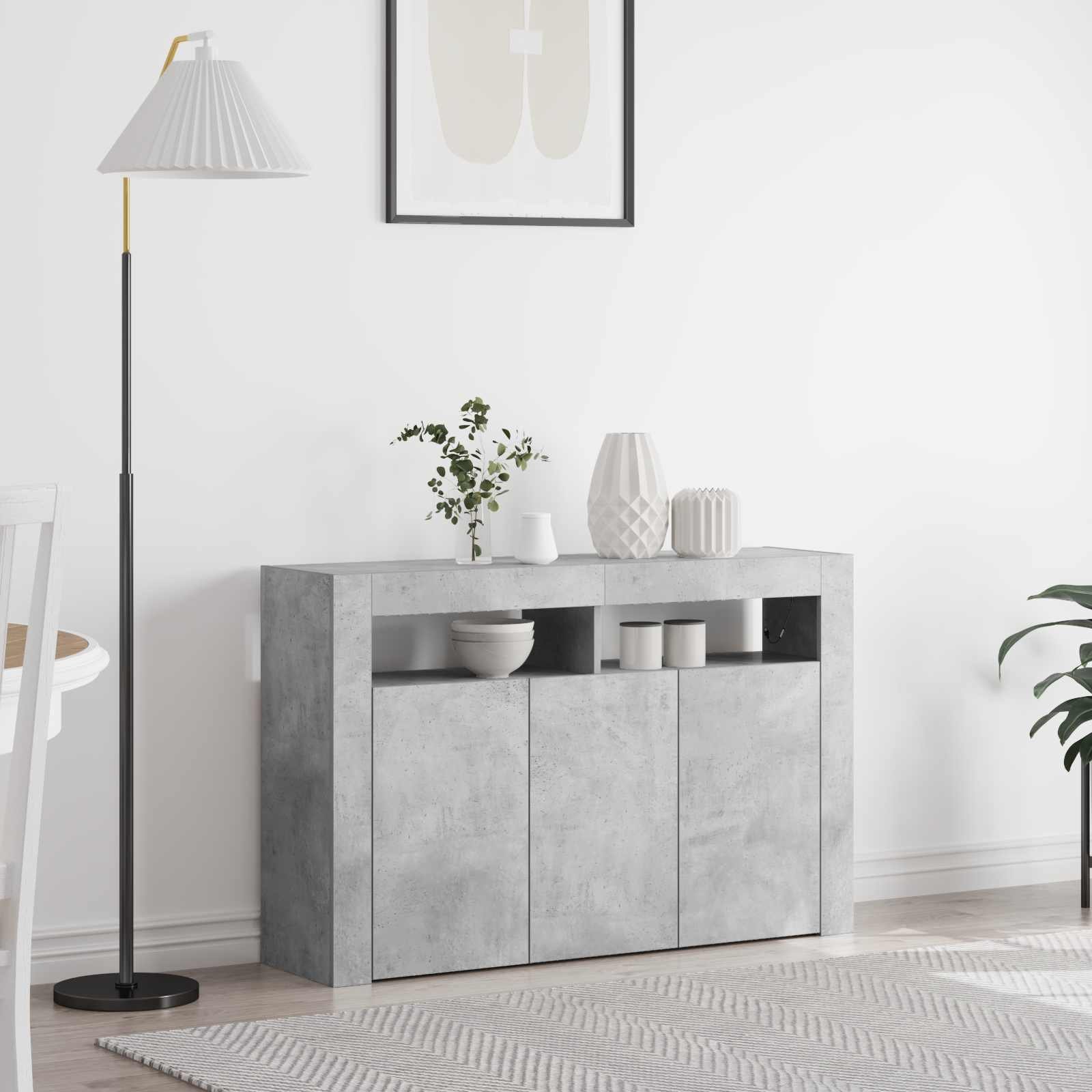 Walplus Engineered Wood Sideboard - Concrete Grey - 116 x 30 x 75 cm