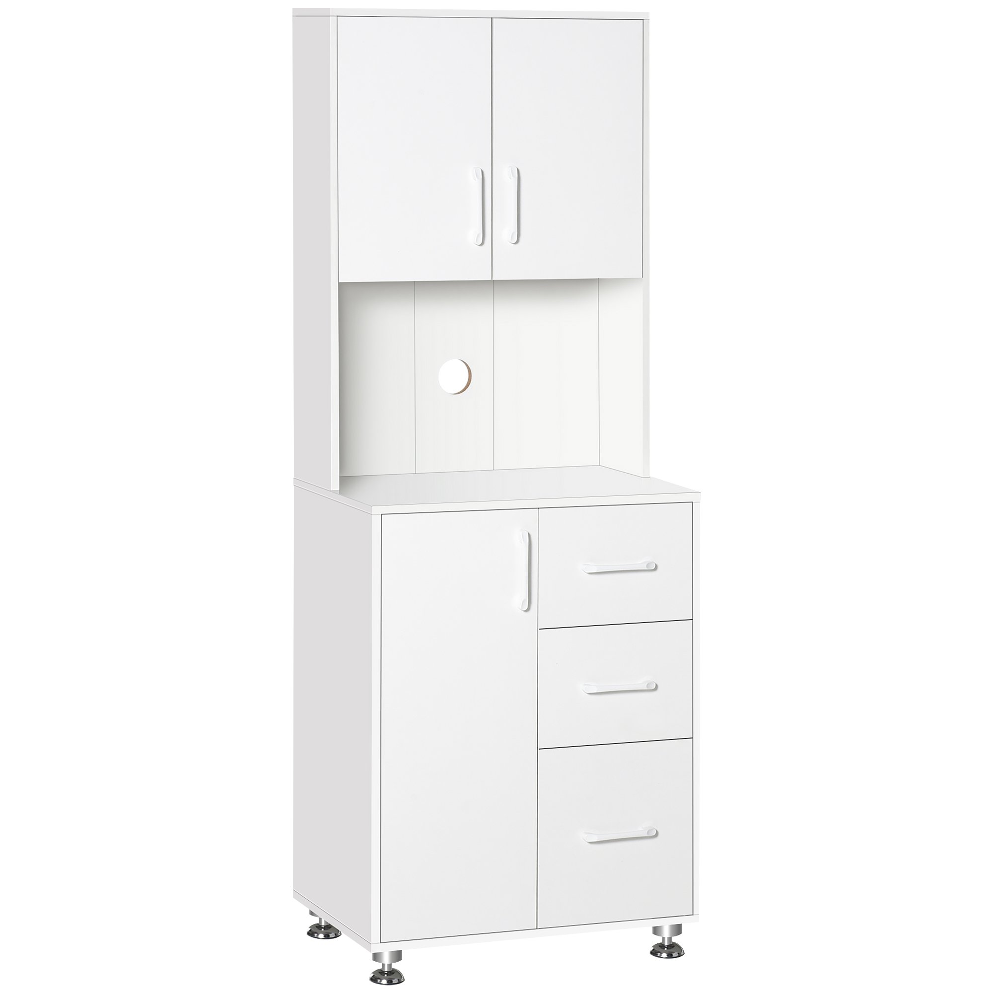 HOMCOM Modern Kitchen Cupboard with Open Countertop - White