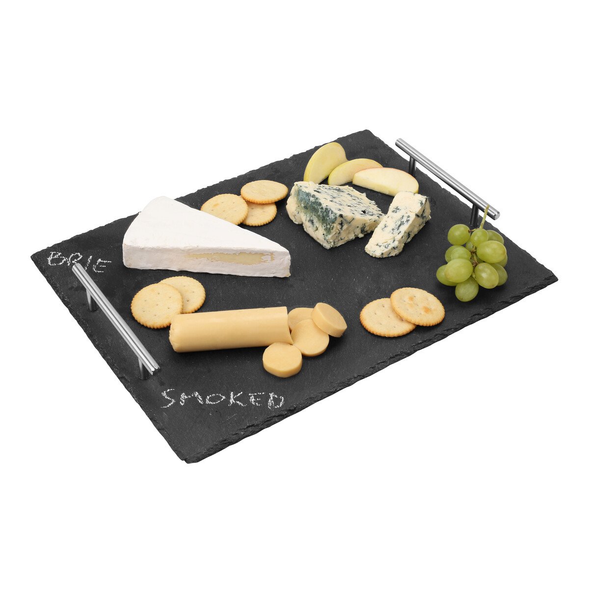 Orsina Preto Large Slate Tray With Stainless Steel Handles