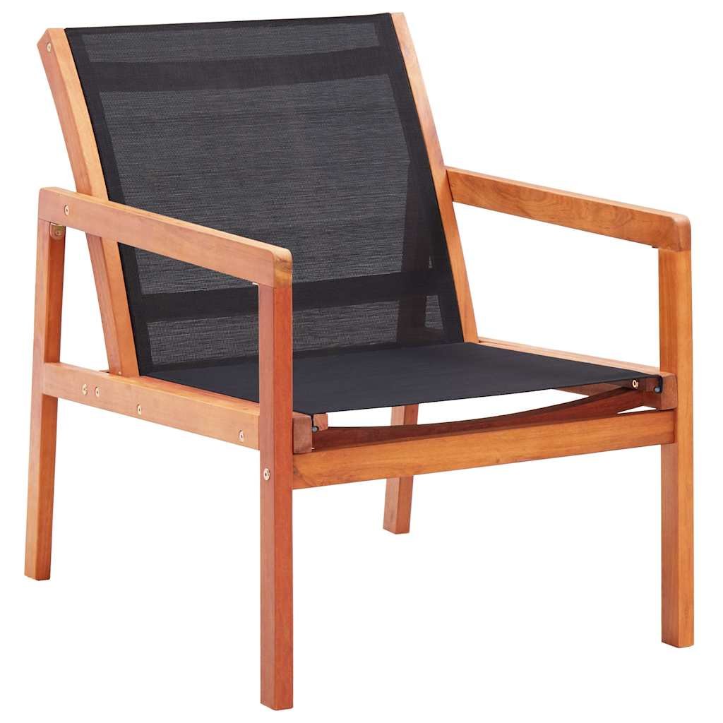 Walplus Solid Eucalyptus Wood Garden Lounge Chair - Black