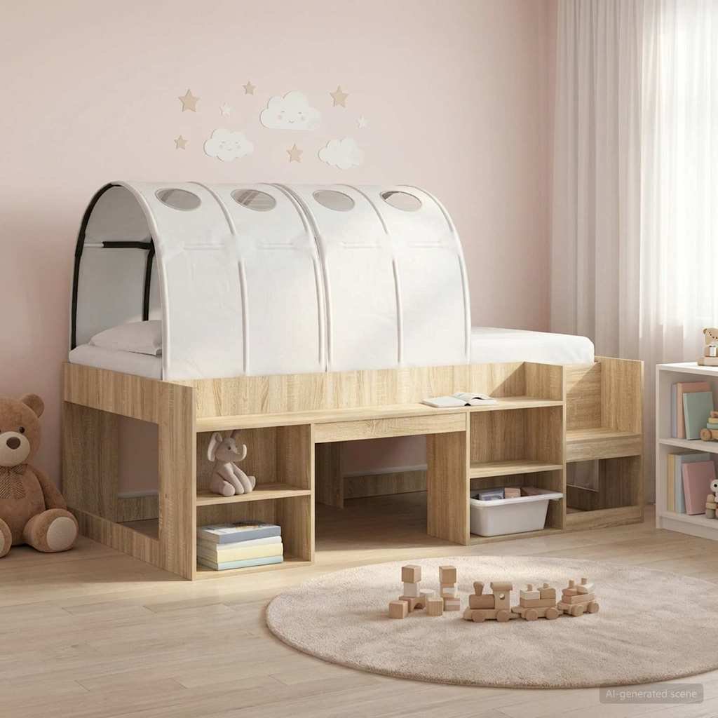Walplus Pack of 2 Fabric Kids Bed Tunnel - White - 211 x 67.5 x 2 cm