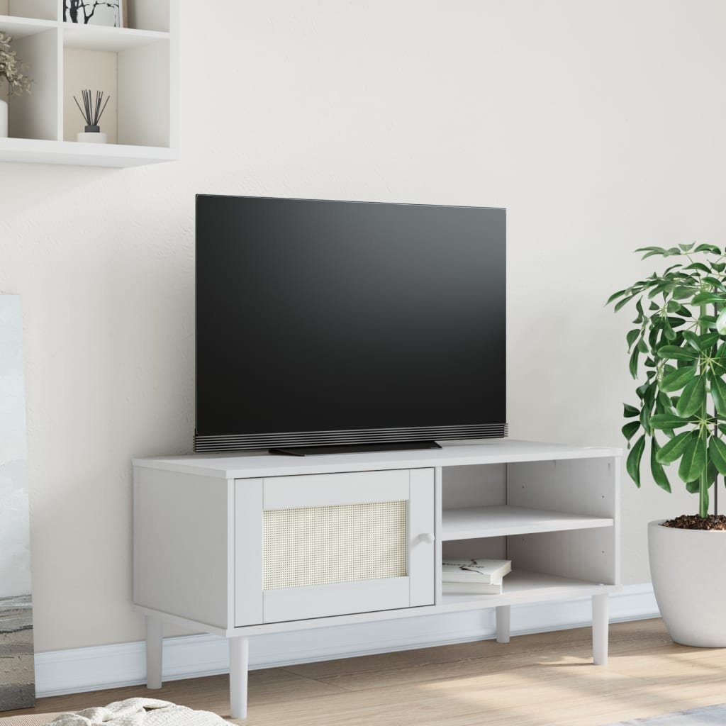 Walplus SENJA Solid Pine TV Cabinet - White - 106 x 40 x 49 cm