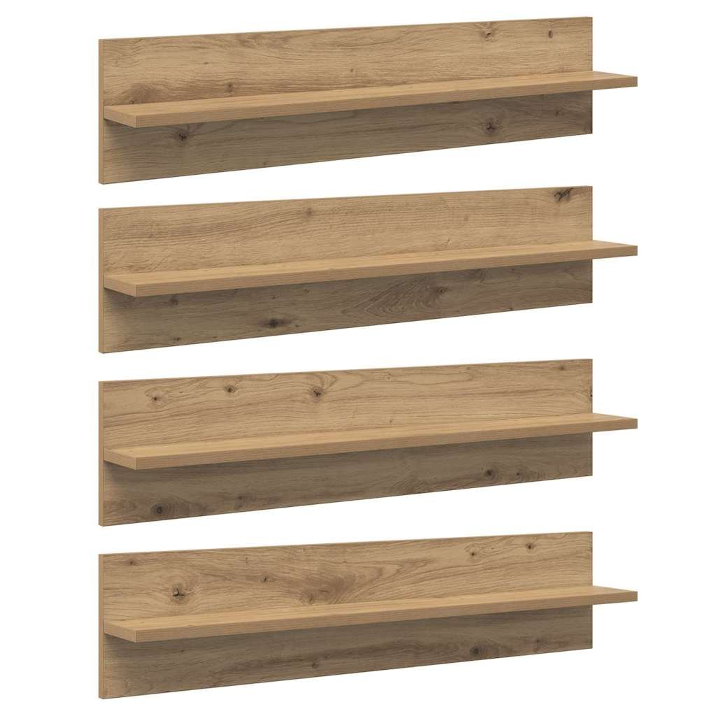 Walplus Pack of 4 Engineered Wood Wall Shelf - Artisan oak - 80 x 11.5 x 18 cm
