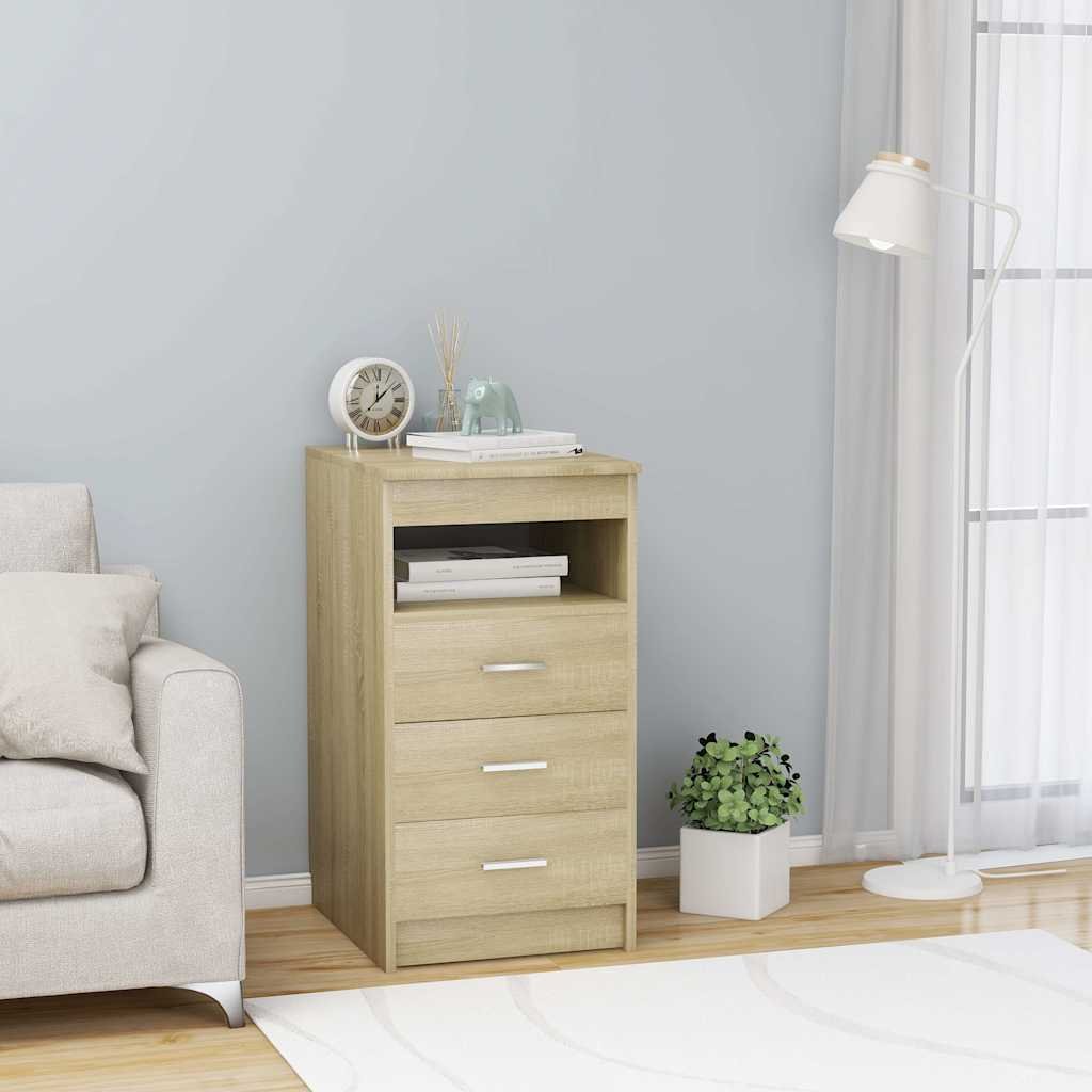 Walplus Chipboard 3 Drawer Drawer Cabinet - Light Oak - 40 x 50 x 76 cm