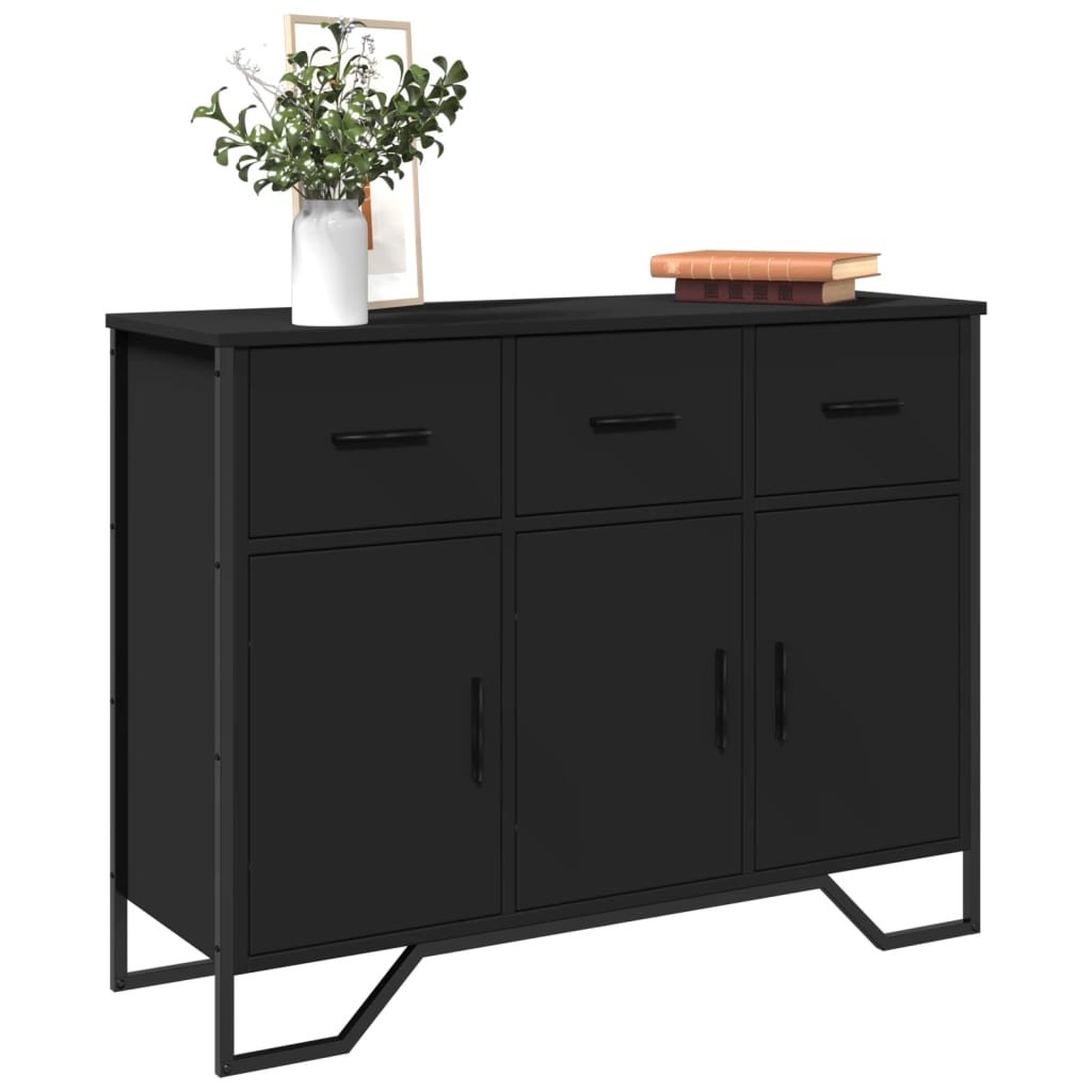 Walplus Engineered Wood Sideboard - Black - 97 x 32.5 x 74.5 cm