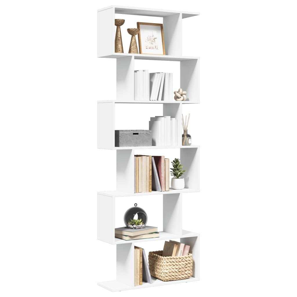 Walplus 6 Tier Engineered Wood Book Cabinet - White - 70 x 24 x 193 cm