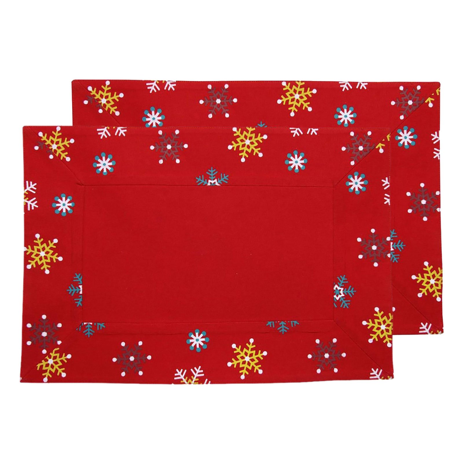 Homescapes Pack of 2 Christmas Snowflake Placemats - Red