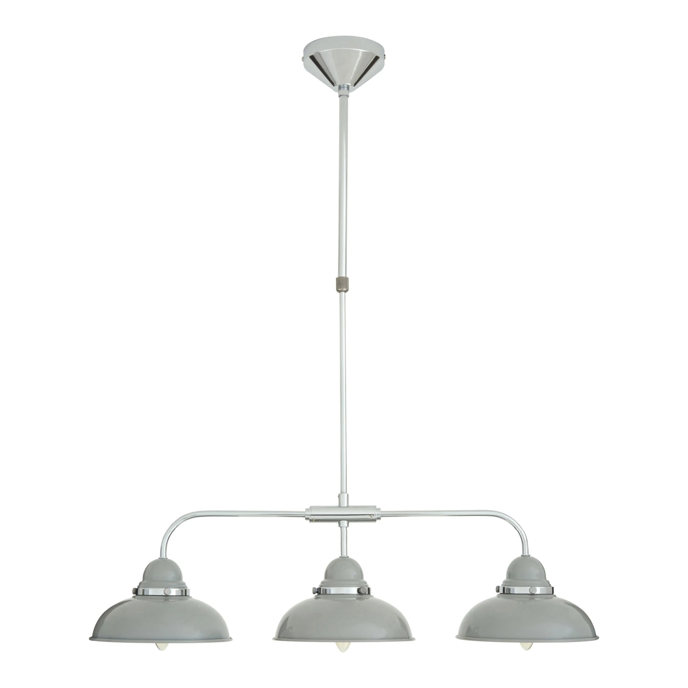 Orsina Jasper 3 Shades Pendant Light - Light Grey and Chrome