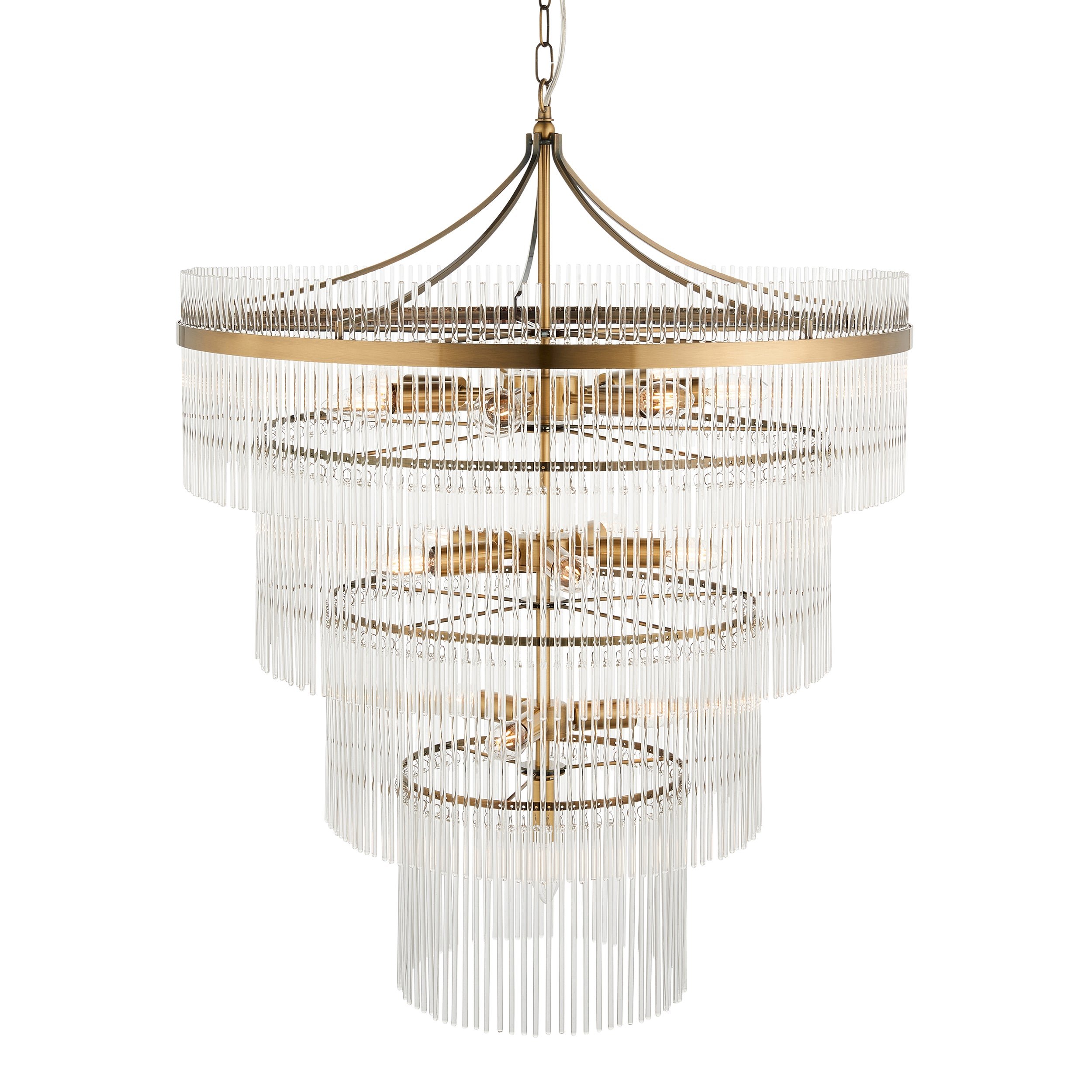Loops Direct Steel and Glass 16-Light Tiered Pendant - Antique Brass & Clear