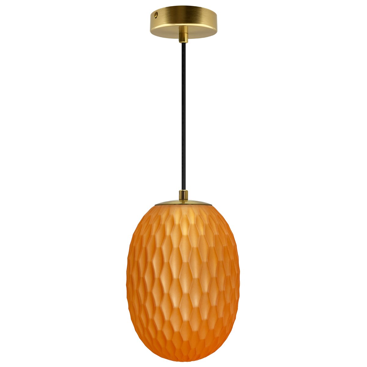 Energy Light Bulbs Oval Textured Glass Ceiling Pendant Light - Orange