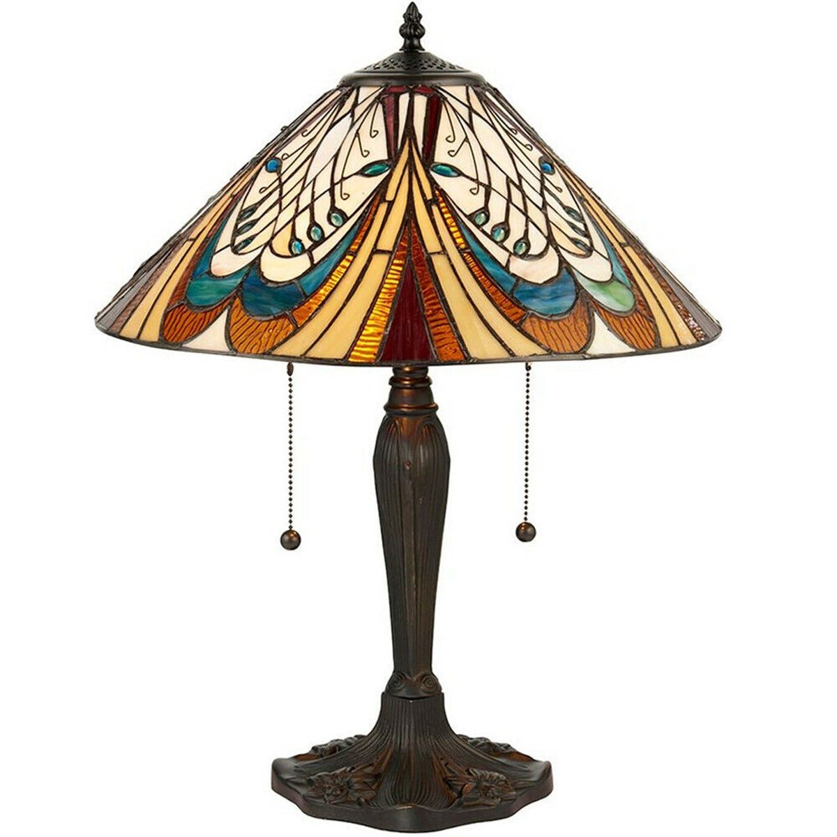 Loops Direct Glass and Die Cast Zinc Alloy Table Lamp - Dark Bronze