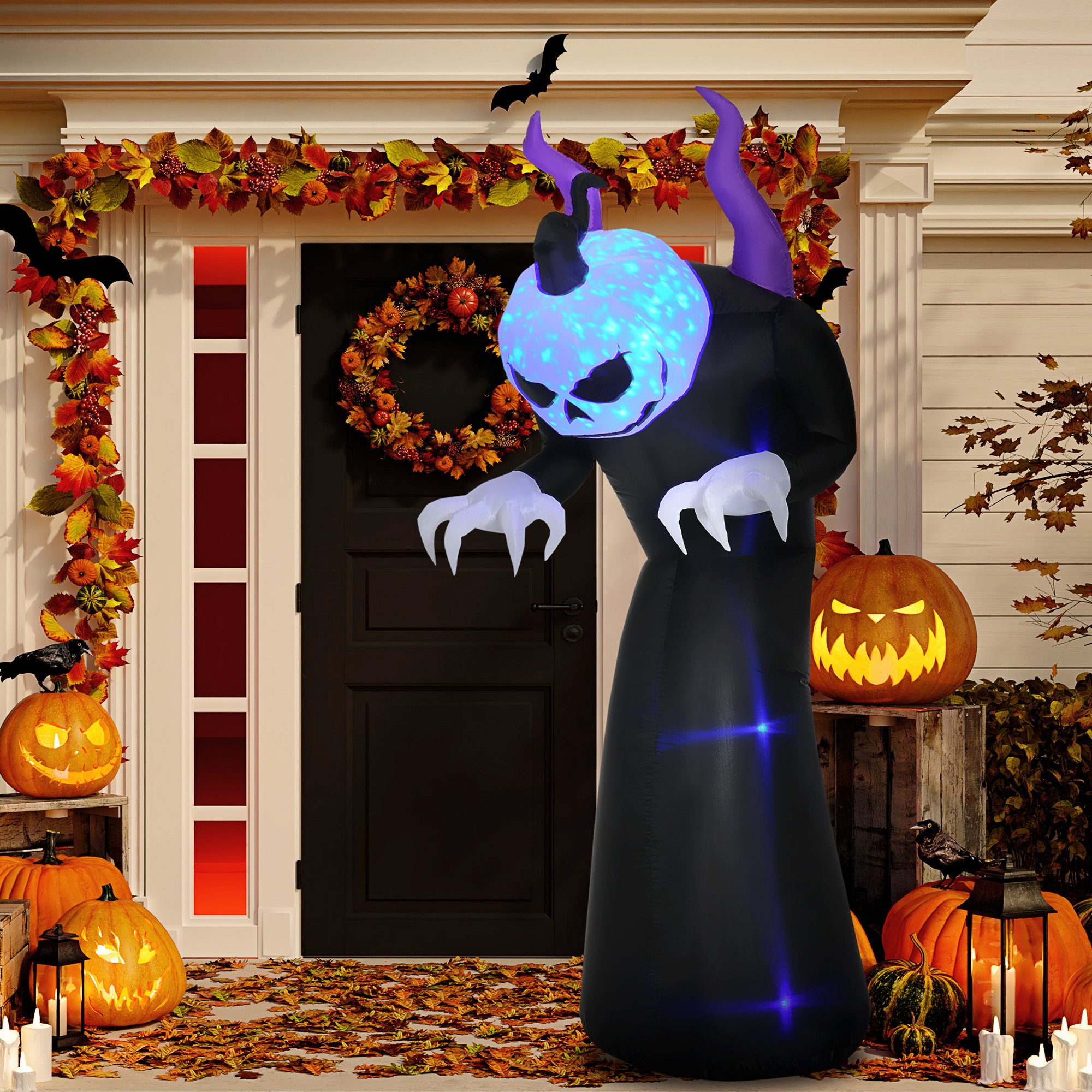Outsunny 7ft Halloween Ghost with Horns Inflatable Decoration