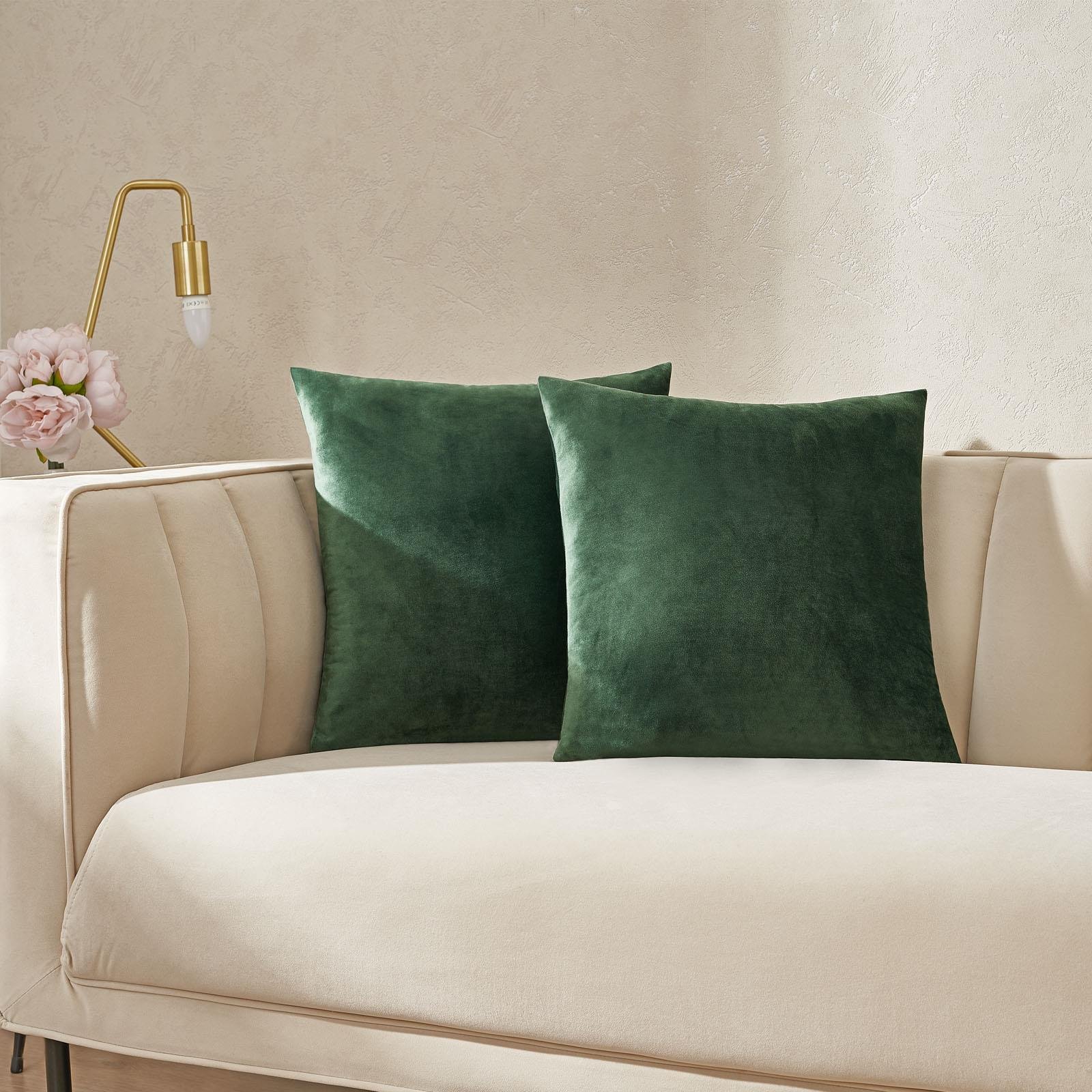 OHS 2 Pack Matte Velvet Cushion Covers 45 x 45cm - Forest Green