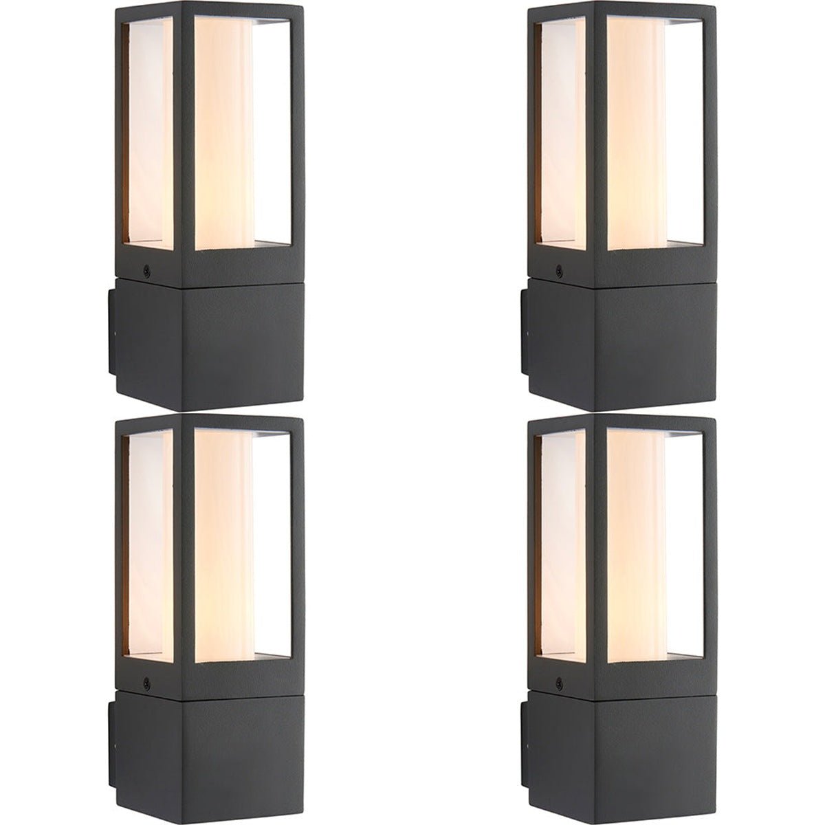 Loops Direct Pack of 4 Die Cast Aluminium Outdoor Wall Light - Grey and Opal