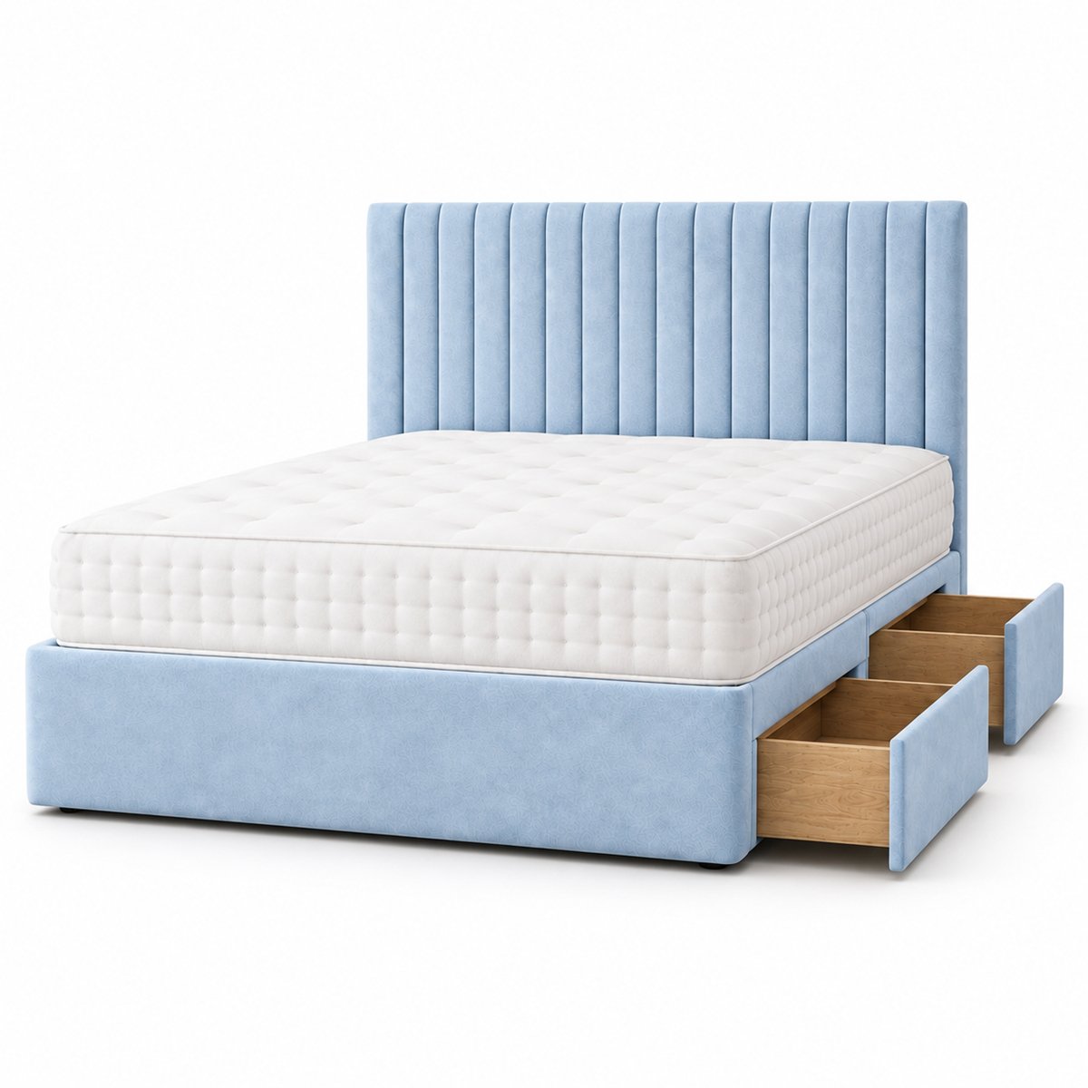 Comfy Deluxe 2ft6 Small Single   2 Drawer Suede  Divan Bed Set -  Sky Blue