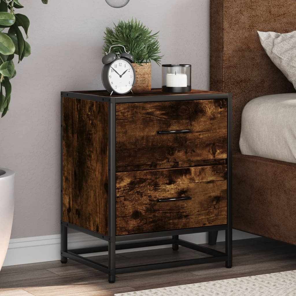 Walplus Pack of 2 2 Drawer Bedside Cabinet - Dark Oak - 40 x 31 x 50 cm