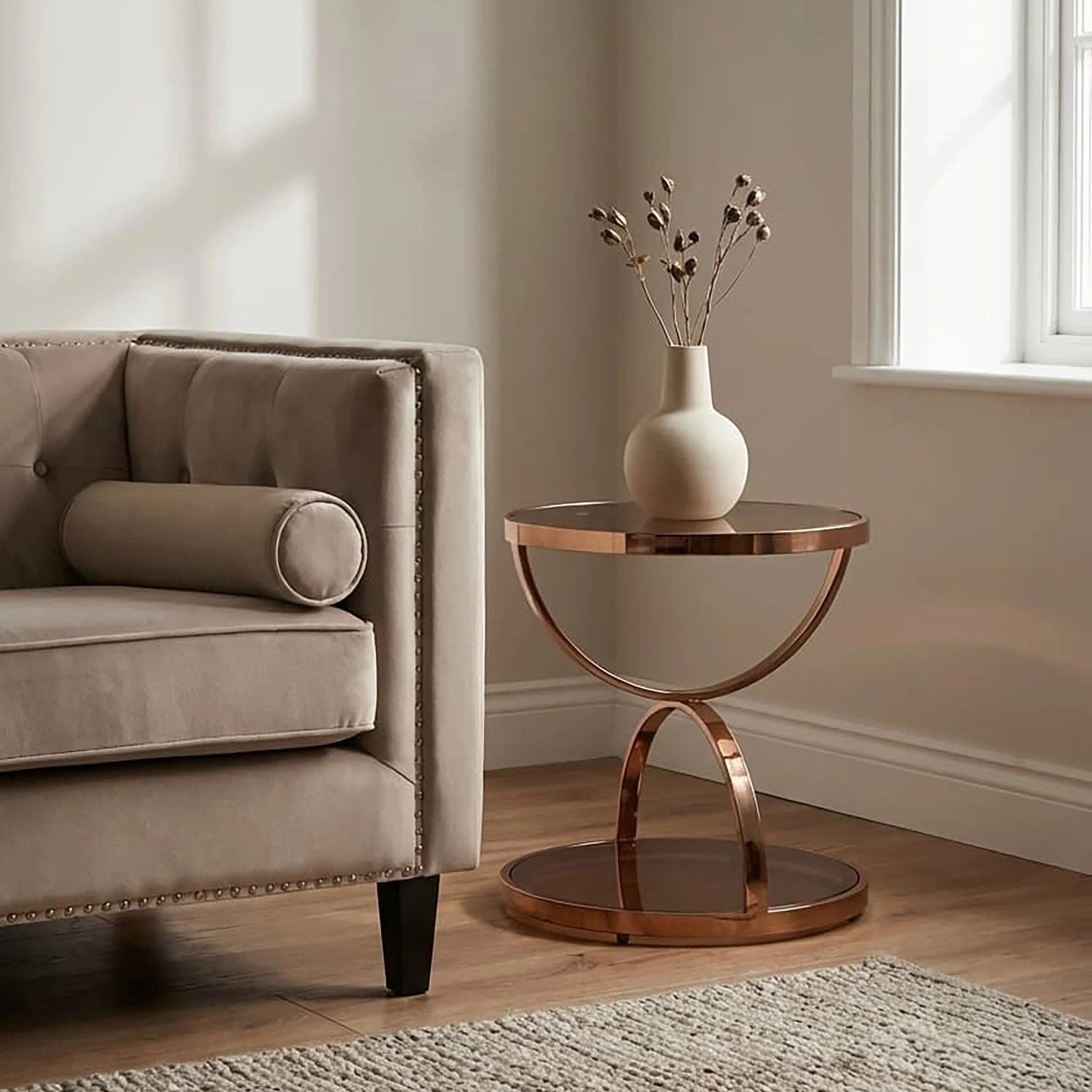 Orsina Tula Round Side Table – Gold