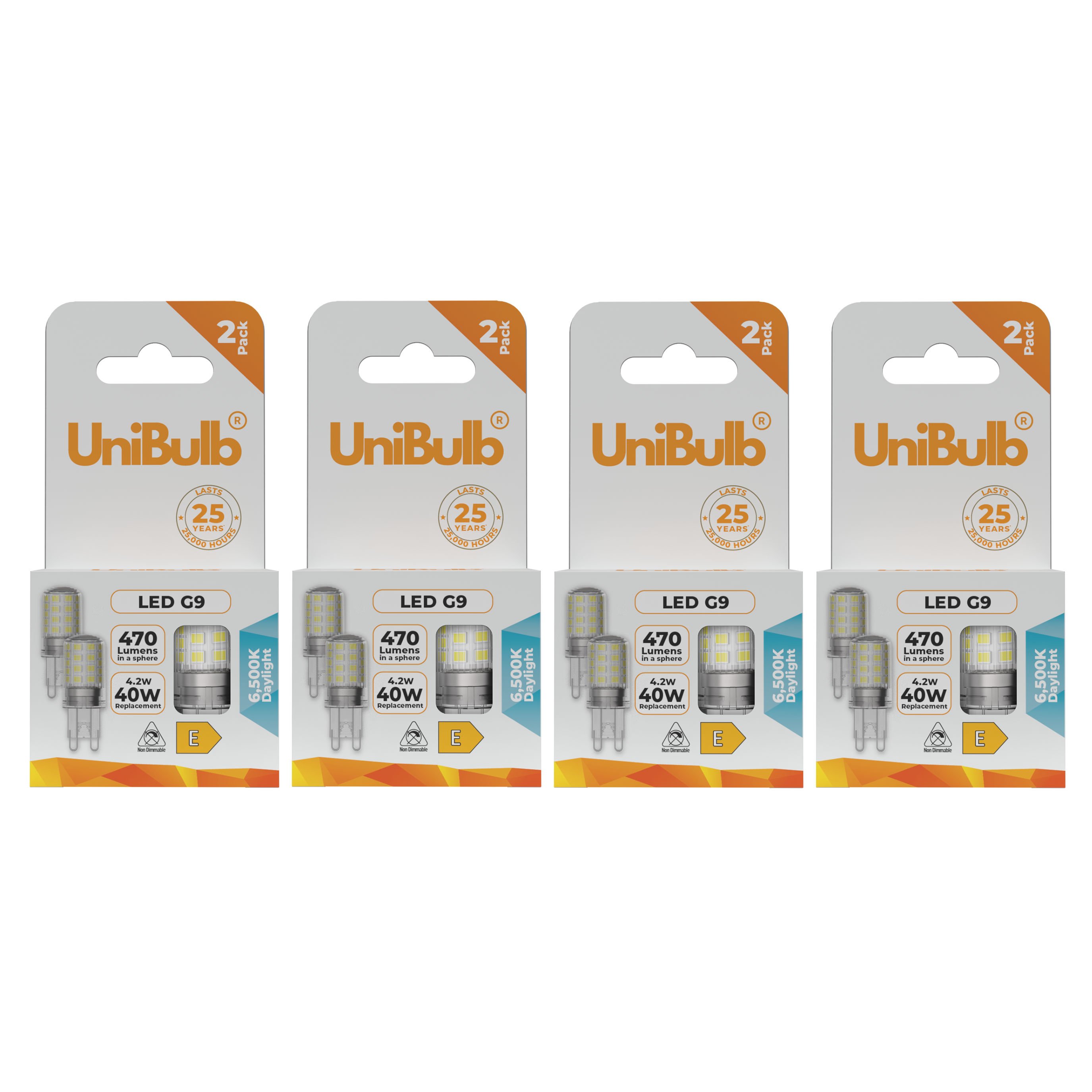UniBulb 4.2W LED Daylight Capsule G9 Light Bulb - Pack of 8