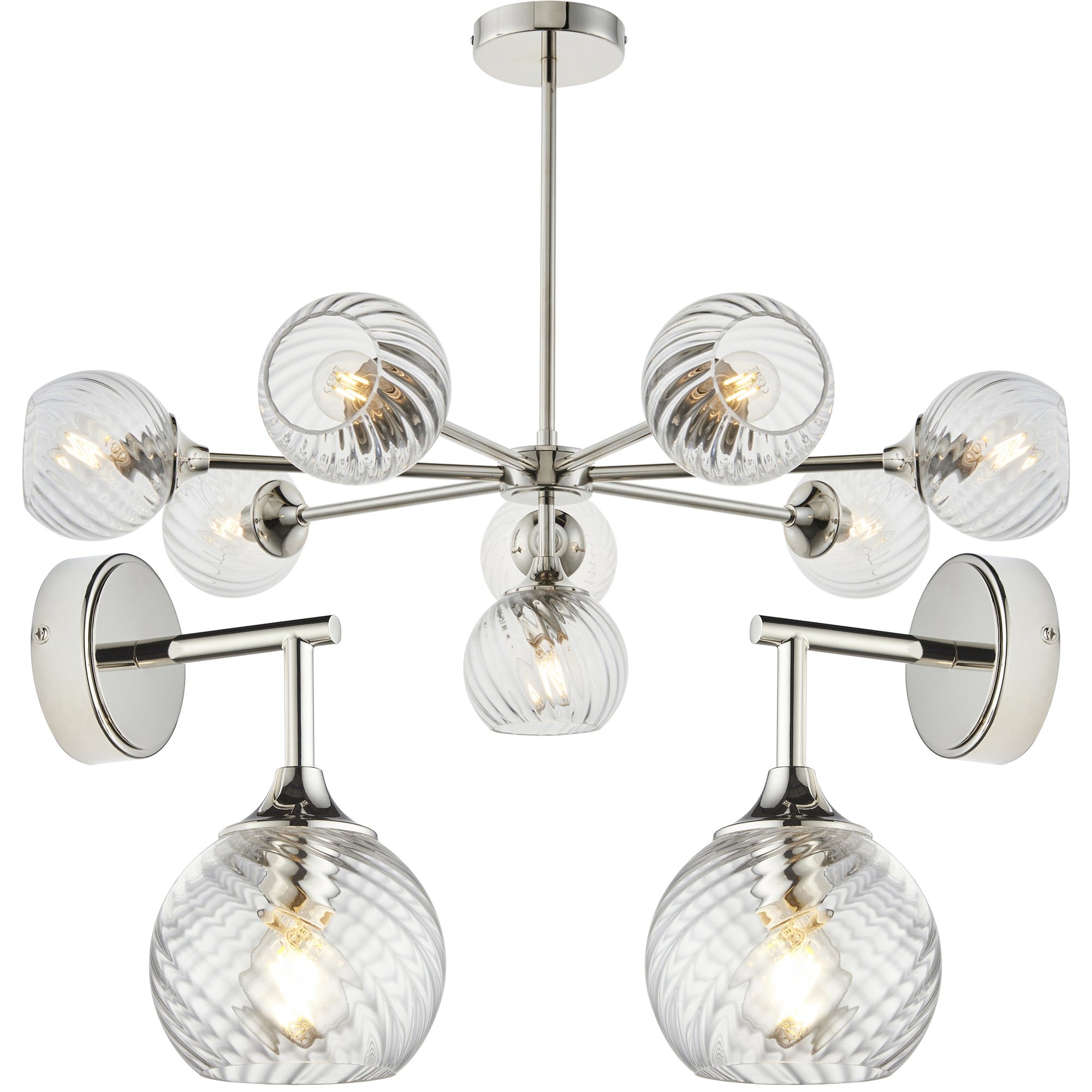 Loops Direct Steel and Fabric Pendant and Wall Lights - Charcoal