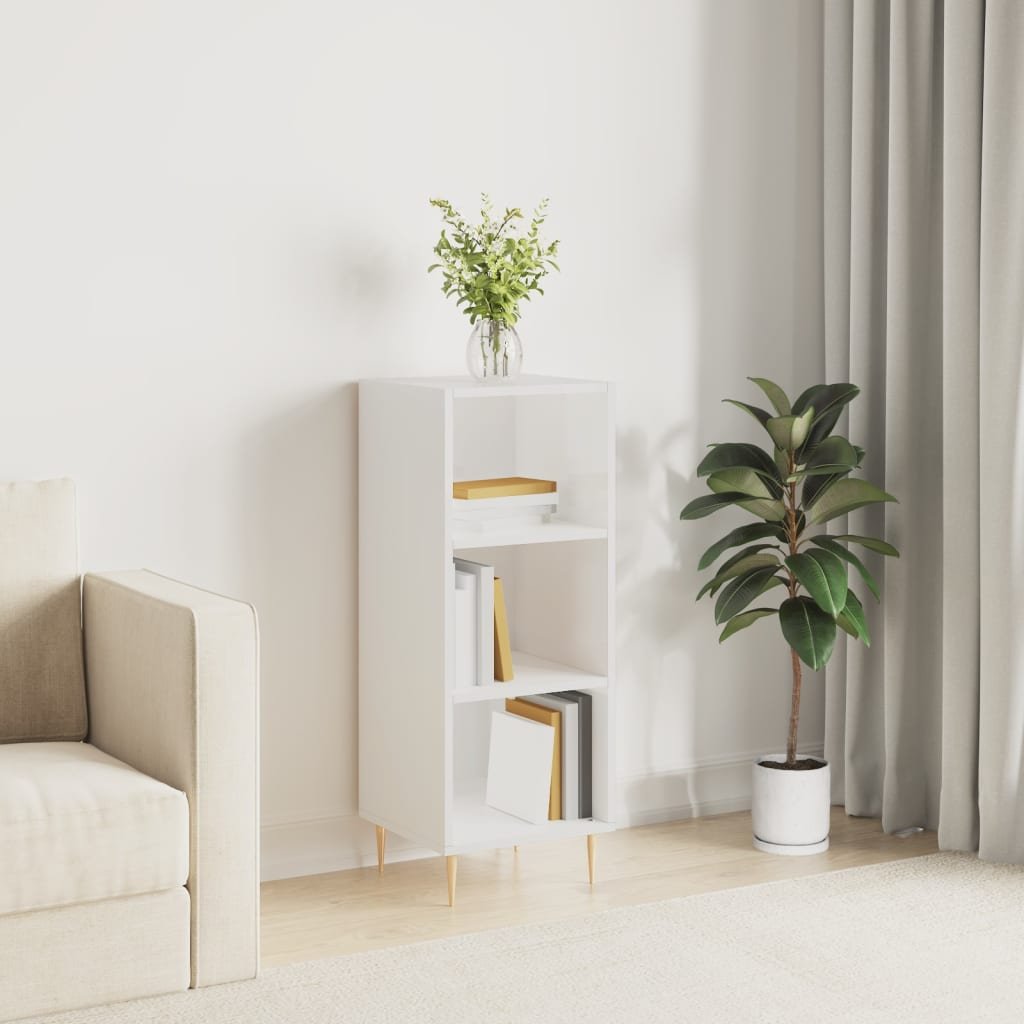 Walplus High Gloss Sideboard - High Gloss White - 34.5 x 32.5 x 90 cm