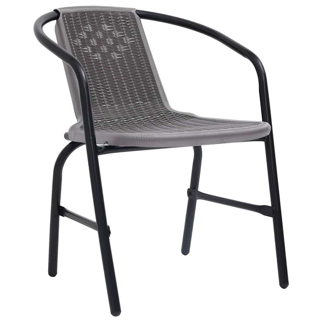 Walplus 8 Piece Plastic Garden Chairs - Black - 62 x 55 x 74 cm