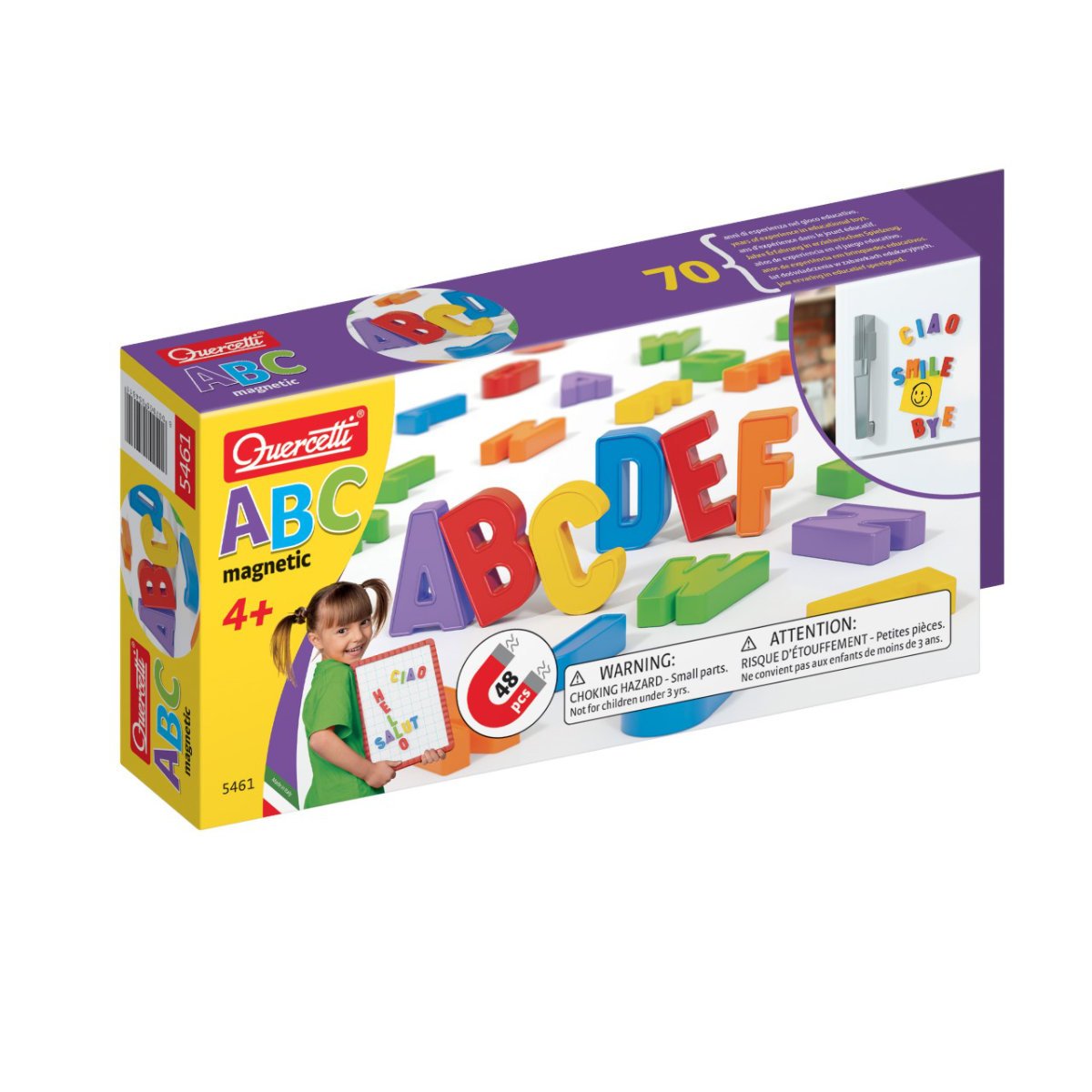 Quercetti 48 Pieces Letters Set ABC Magnetic - Age 3+