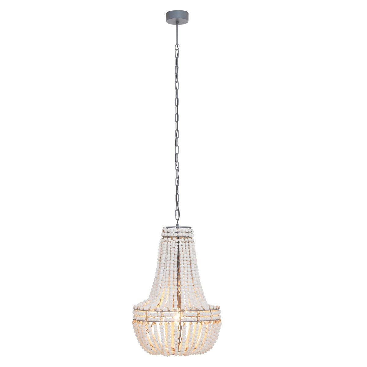 Orsina Lapiz Antique Wooden Beads Chandelier - White