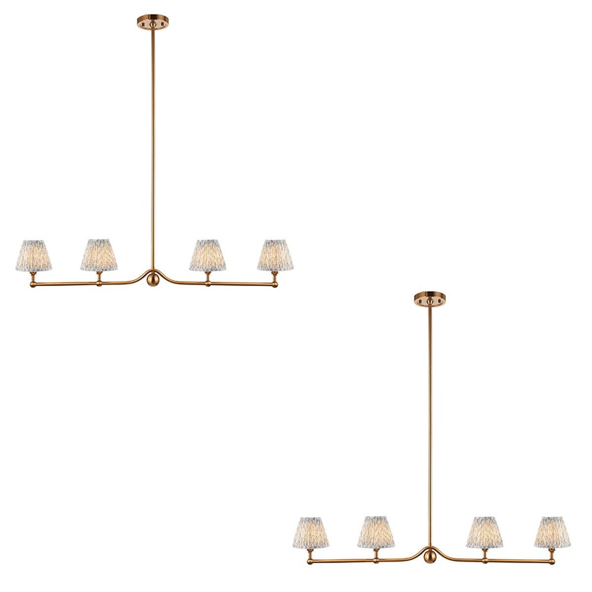 Loops Direct Set of 2 Steel and Fabric 4-Light Pendant - Shell Bay Blue