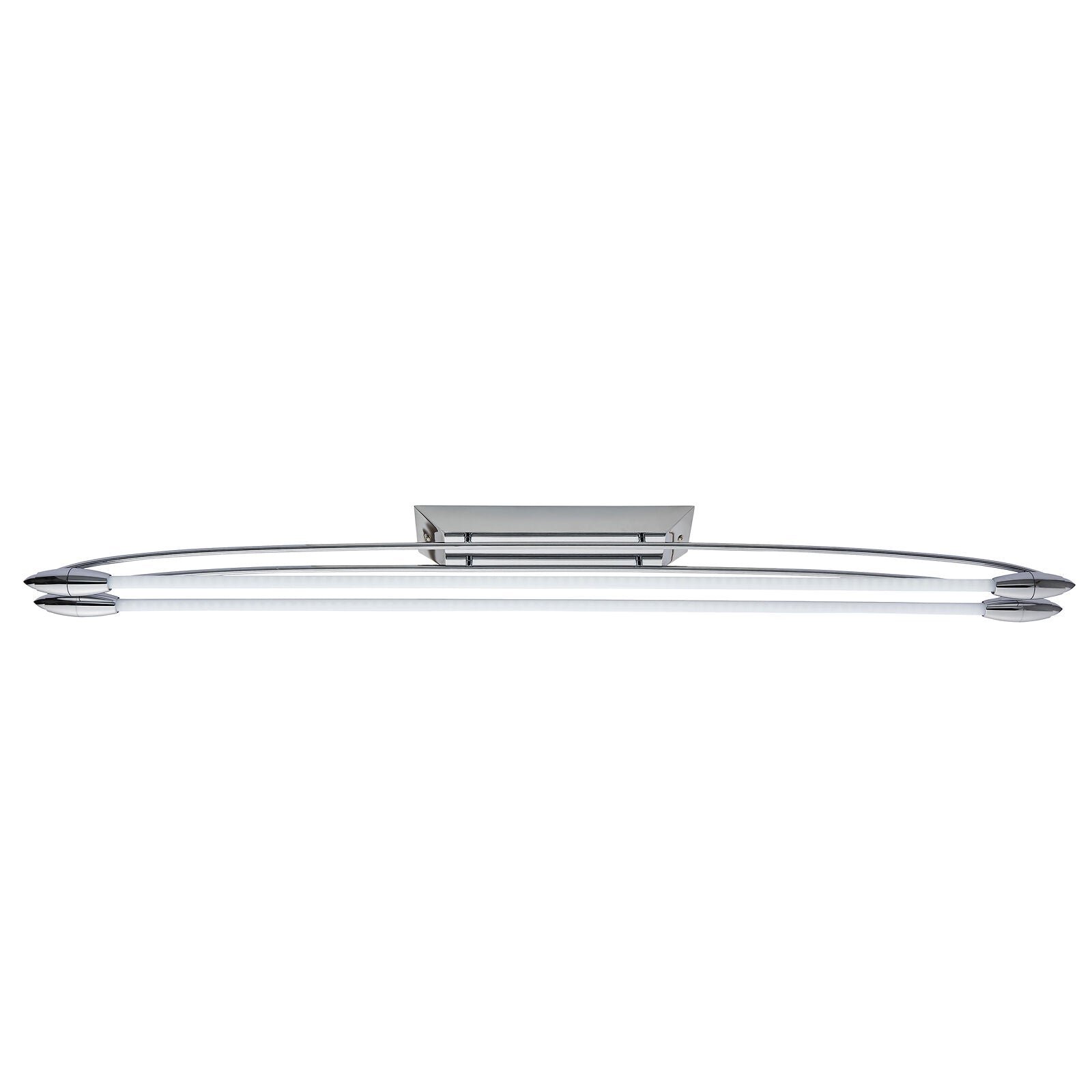 Loops Direct 127.8cm Long Flush Ceiling Light - Chrome Plate and Opal Glass