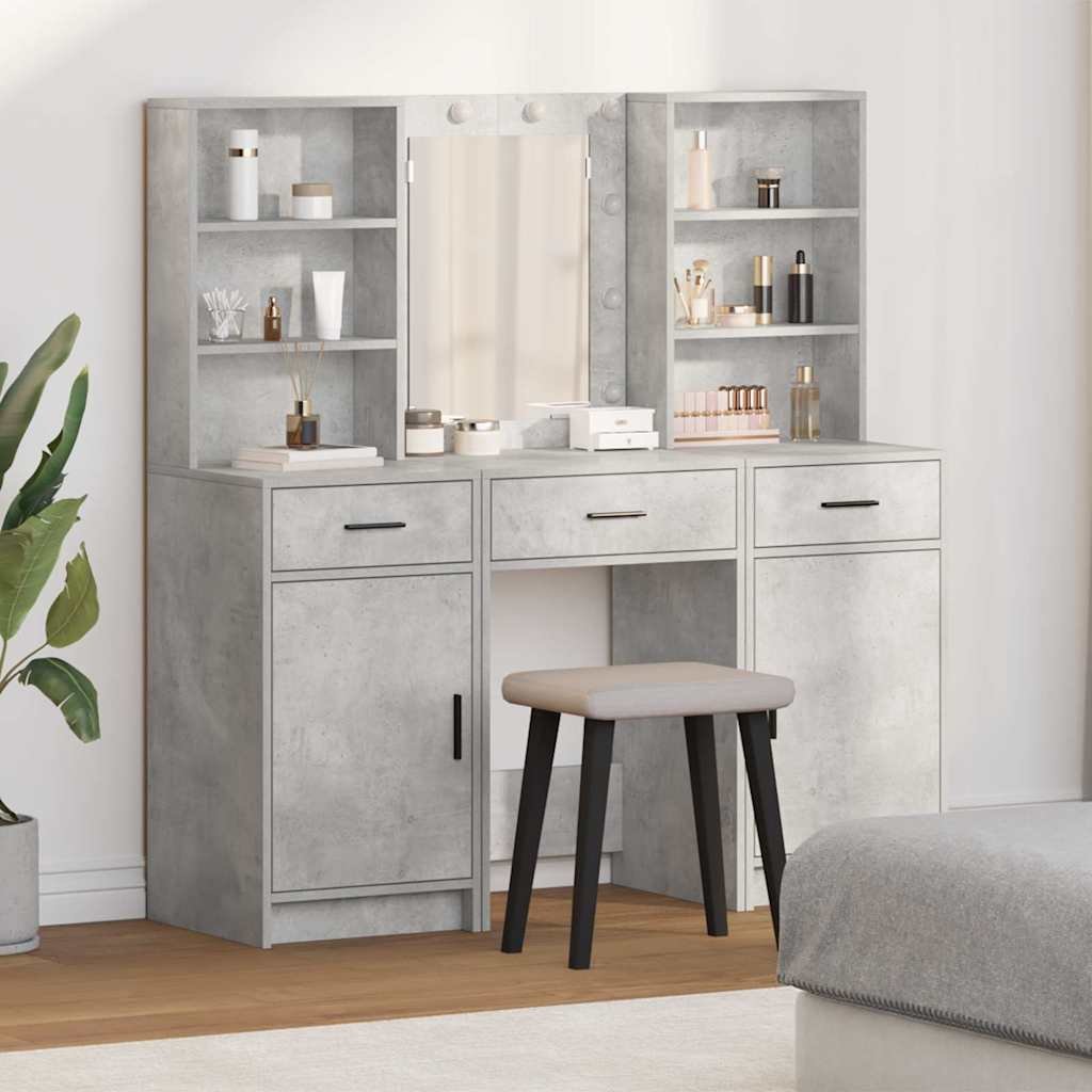 Walplus 3 Piece Dressing Table Set - Concrete Grey - 50 x 41 x 135 cm