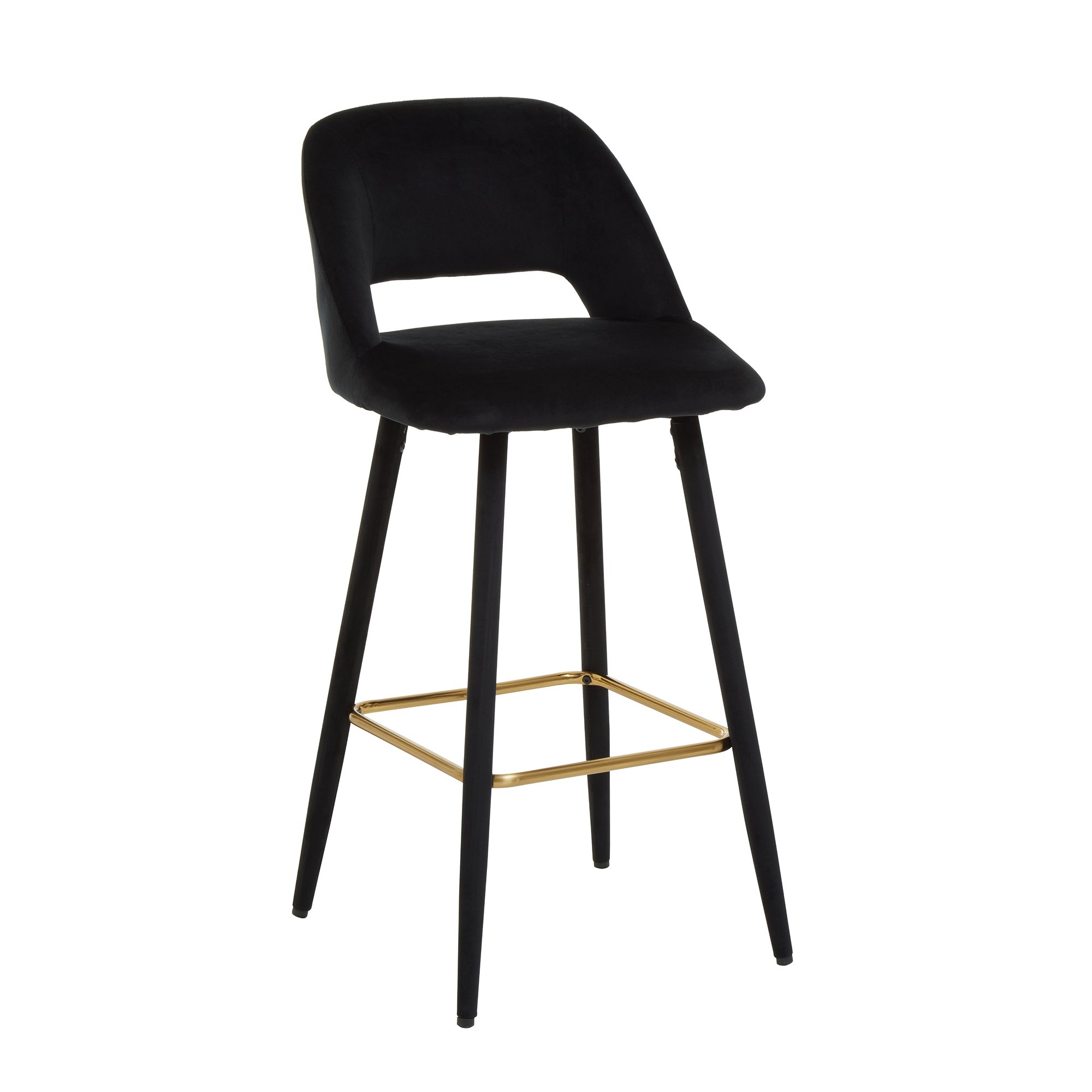 Orsina Warren Velvet Bar Chair – Black and Gold