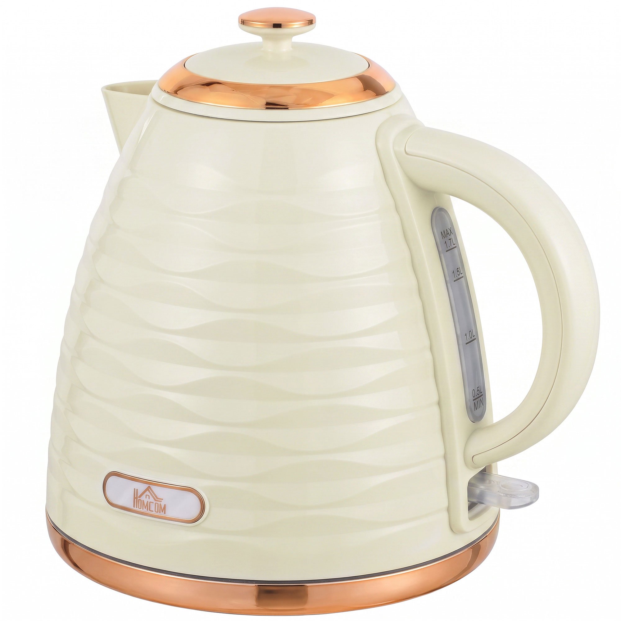 HOMCOM 1.7L Electric Kettle with Removable Washable and Otter - Cream White