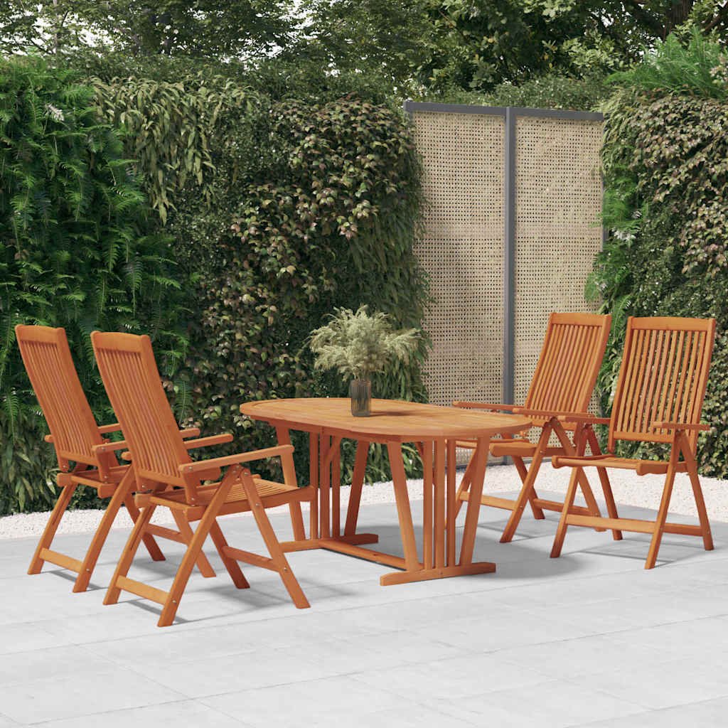 Walplus 5 Piece Eucalyptus Garden Dining Set - Brown - 150-200 x 100 x 75 cm