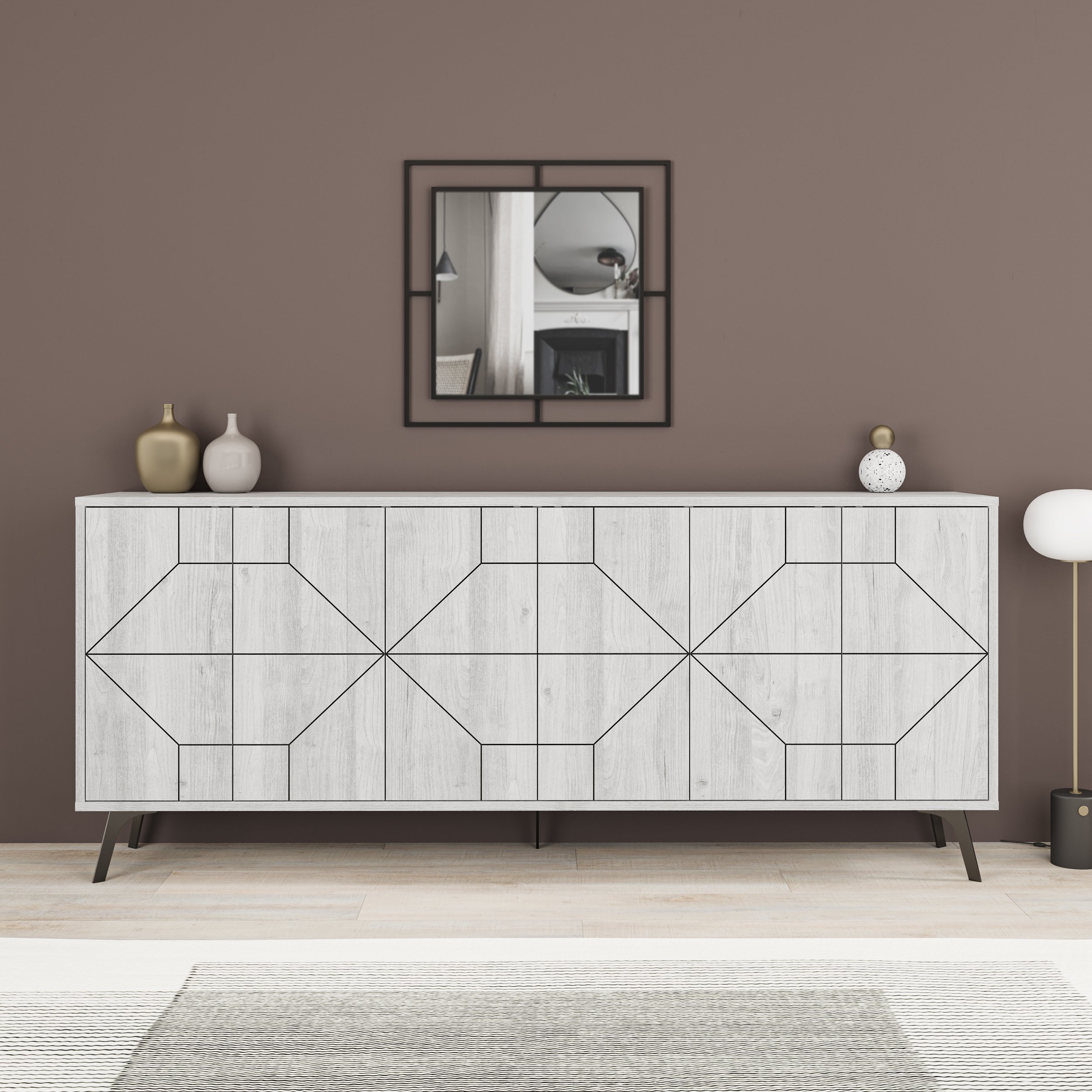 Decortie Dune 6 Sliding Door Sideboard - Ancient White