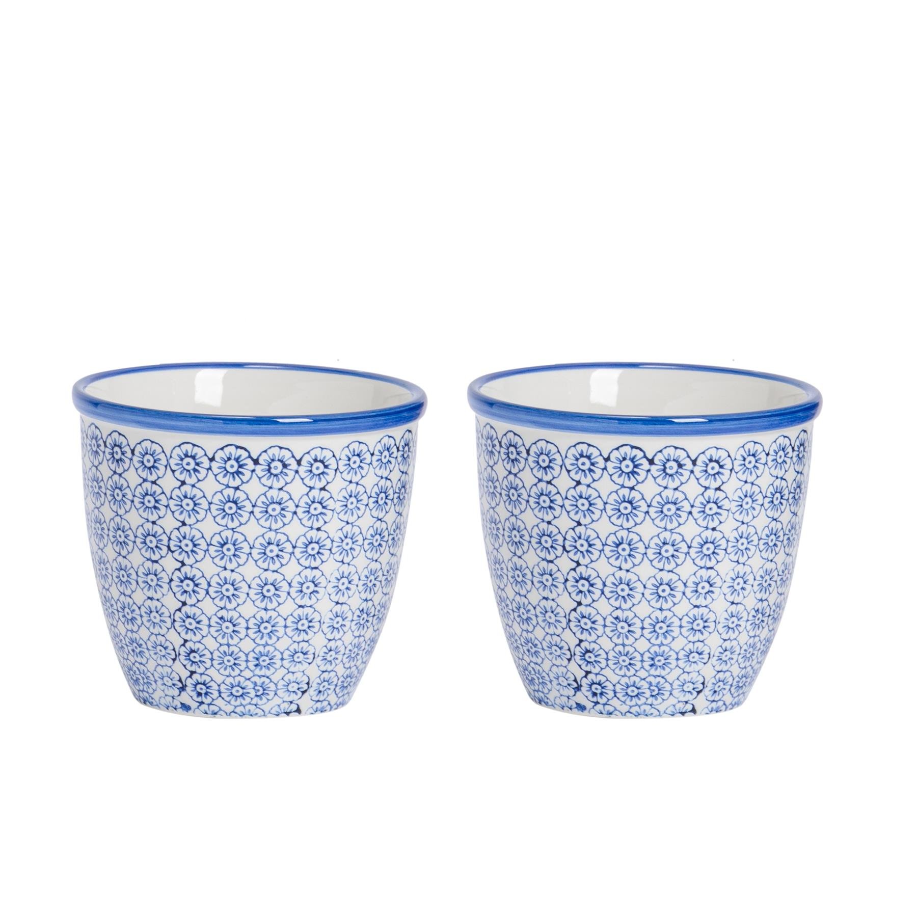 Nicola Spring Hand-Printed Plant Pots - Navy - Pack of 2