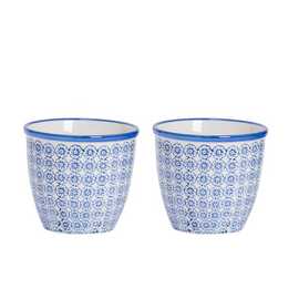 Nicola Spring Hand-Printed Plant Pots - Navy - Pack of 2