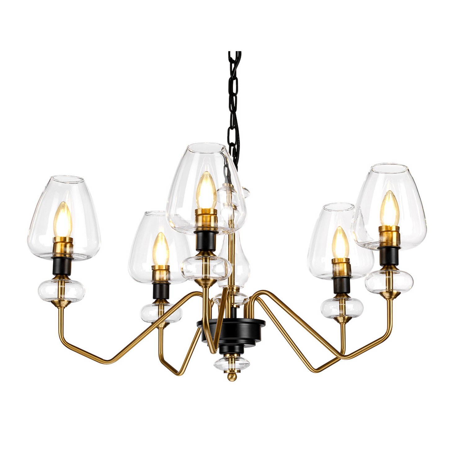 Elstead Armand 5 Arm Chandelier - Aged Brass Plated And Charcoal Black Paint