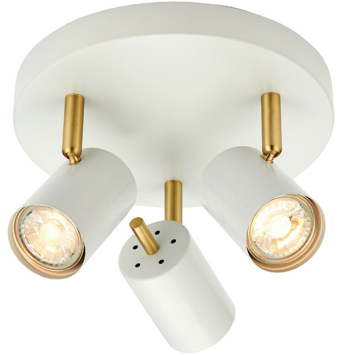 Loops Direct Steel Adjustable LED Ceiling Spotlight - White and Brass