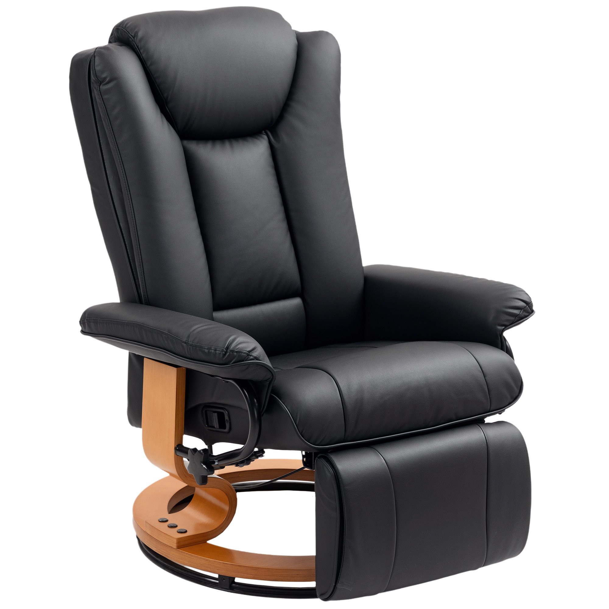 HOMCOM Faux Leather Adjustable Swivel Recliner Armchair - Black