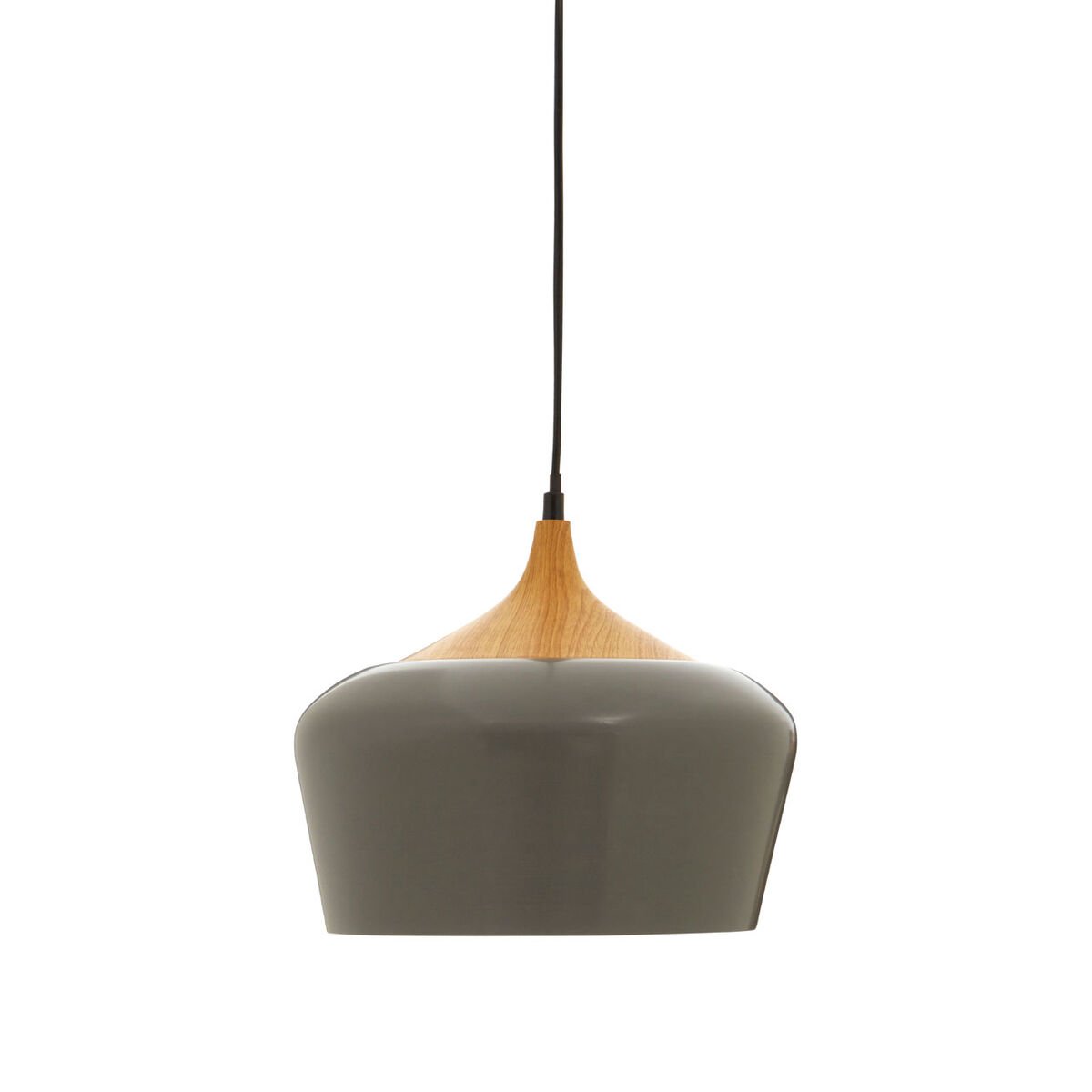 Orsina Blayne Metal And Wood Effect Pendant Light - Grey