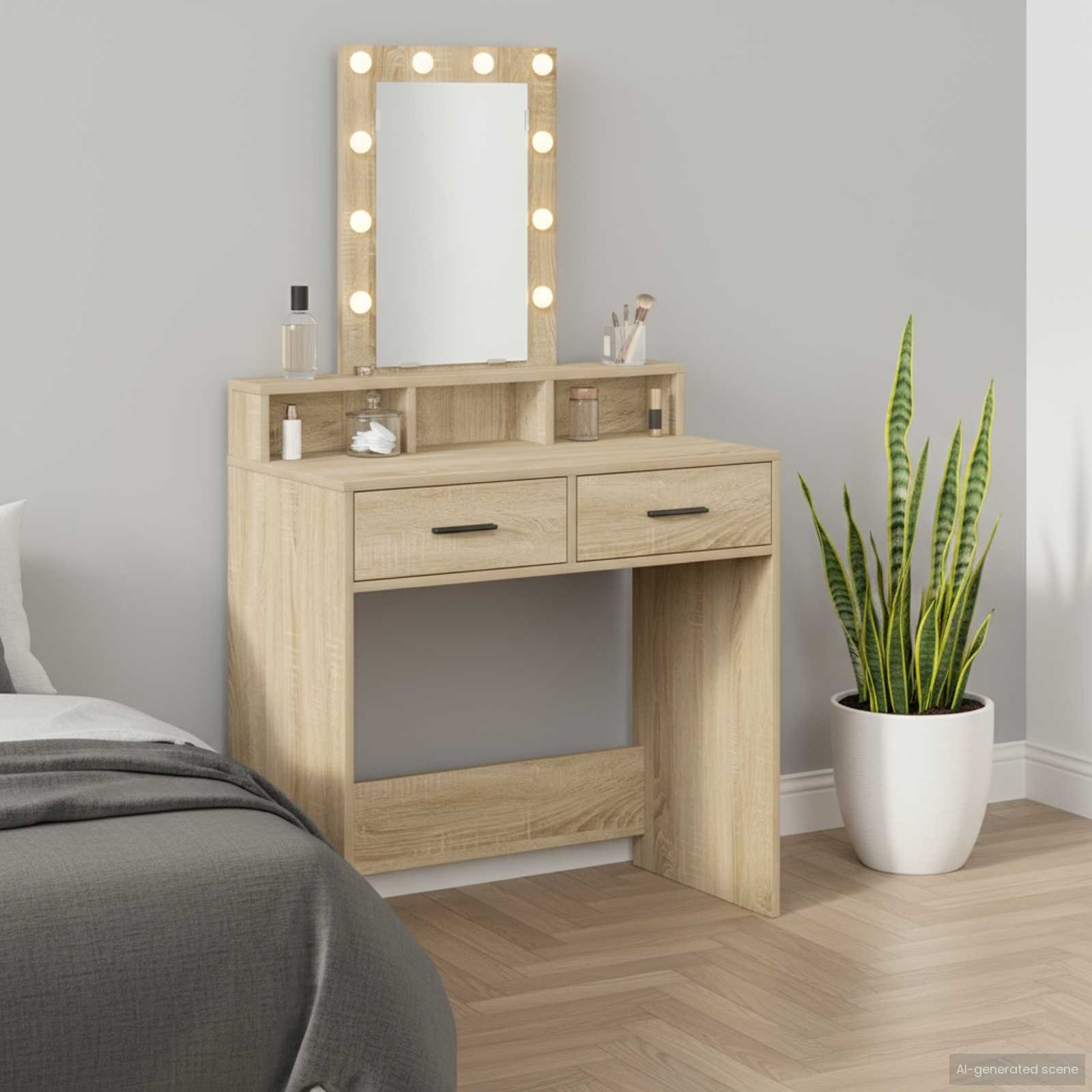 Walplus 1 Drawer Engineered Wood Dressing Table - Brown - 79 x 41 x 140 cm