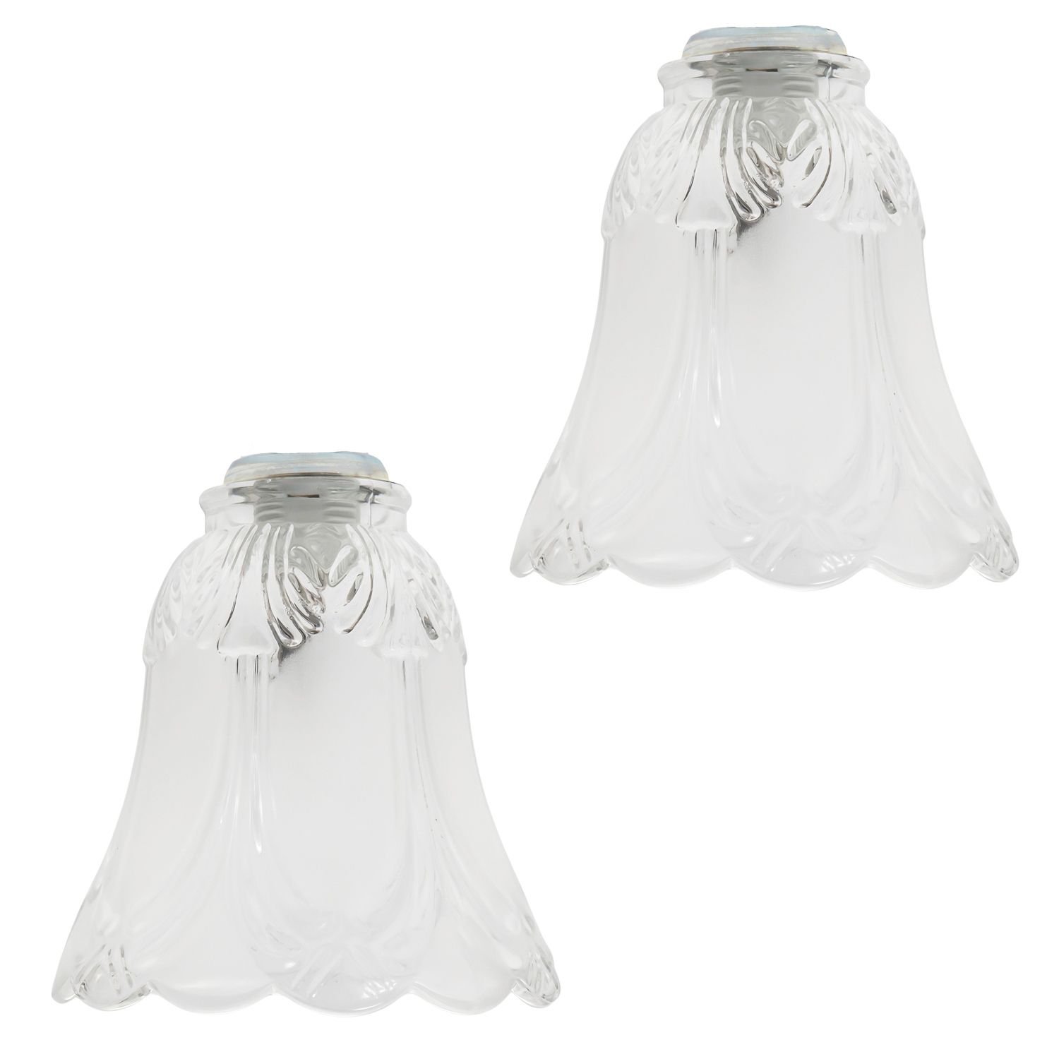 Happy Homewares White Pair of Frosted and Clear Glass Pendant Shade - 13cm