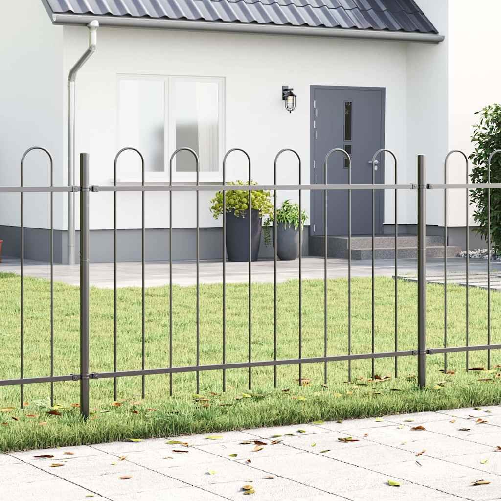 Walplus 3 Piece Steel Garden Fence Boxtel - Grey - 510 x 3.4 x 170 cm