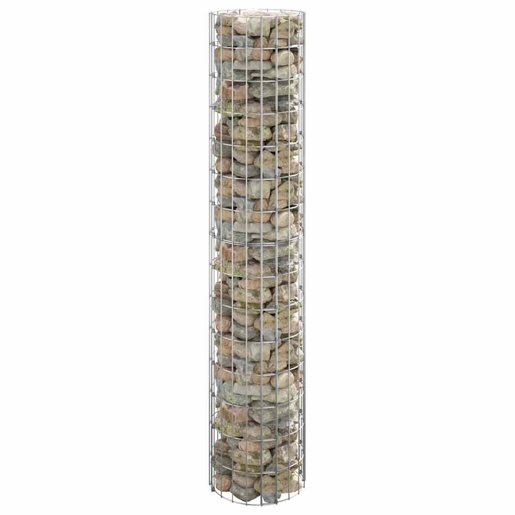 Walplus Galvanised Steel Circular Gabion Pole - Silver - 30 x 150 cm