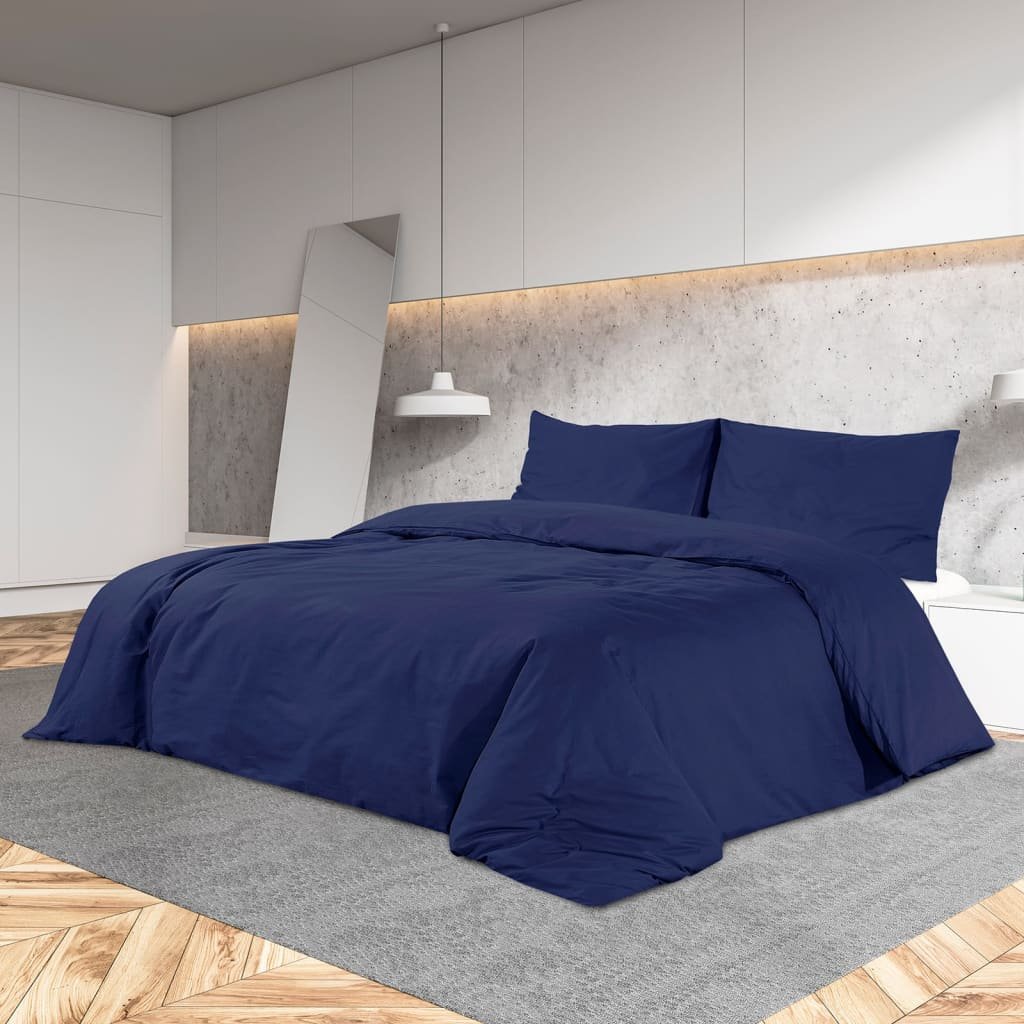 Walplus Microfibre Duvet Cover Set - Navy Blue - 240 x 220 cm